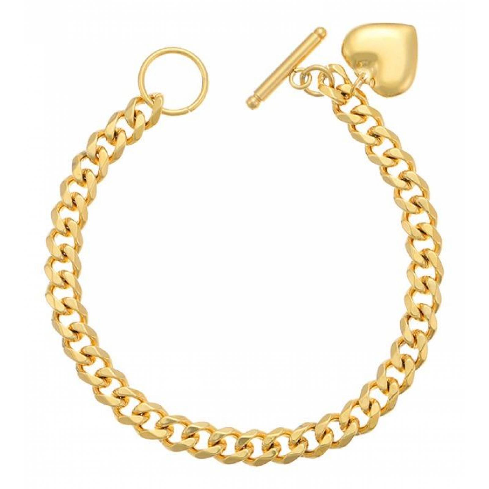 CRISTAL AMOR - Pulsera Corazon Chunky Chain Oro 18k Laminado 