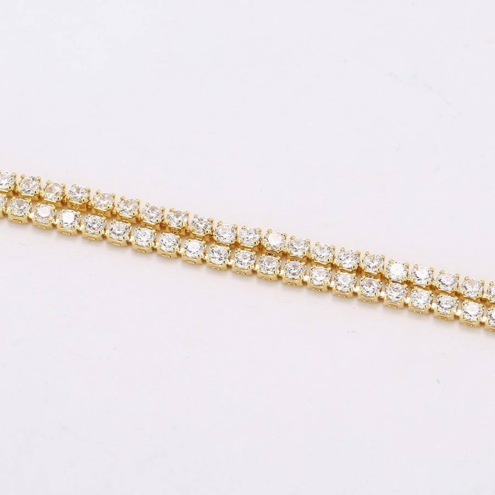 CRISTAL AMOR -Pulsera Esclava Mujer Cristal Oro 14k Laminado 17 Cm Dorado