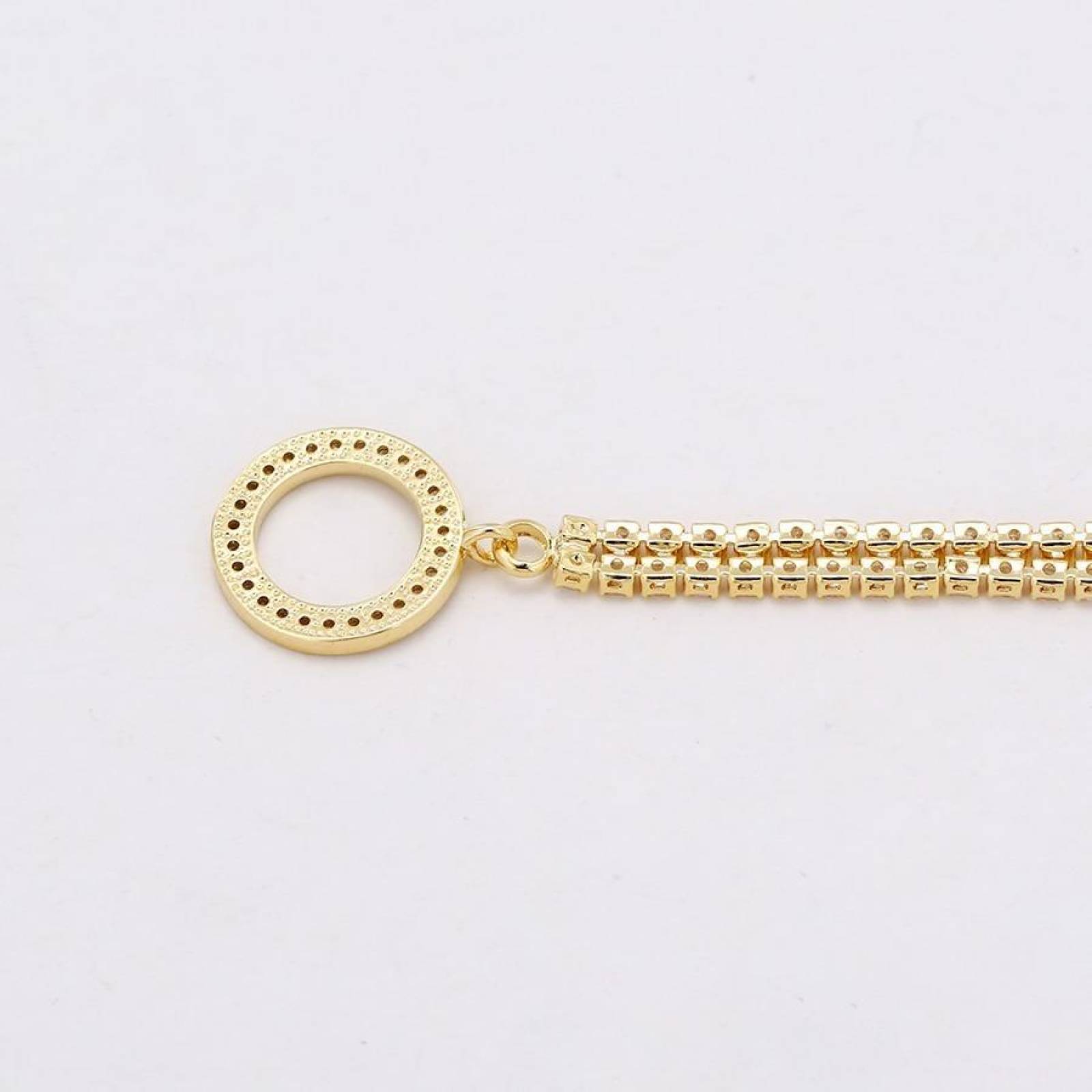 CRISTAL AMOR -Pulsera Esclava Mujer Cristal Oro 14k Laminado 17 Cm Dorado