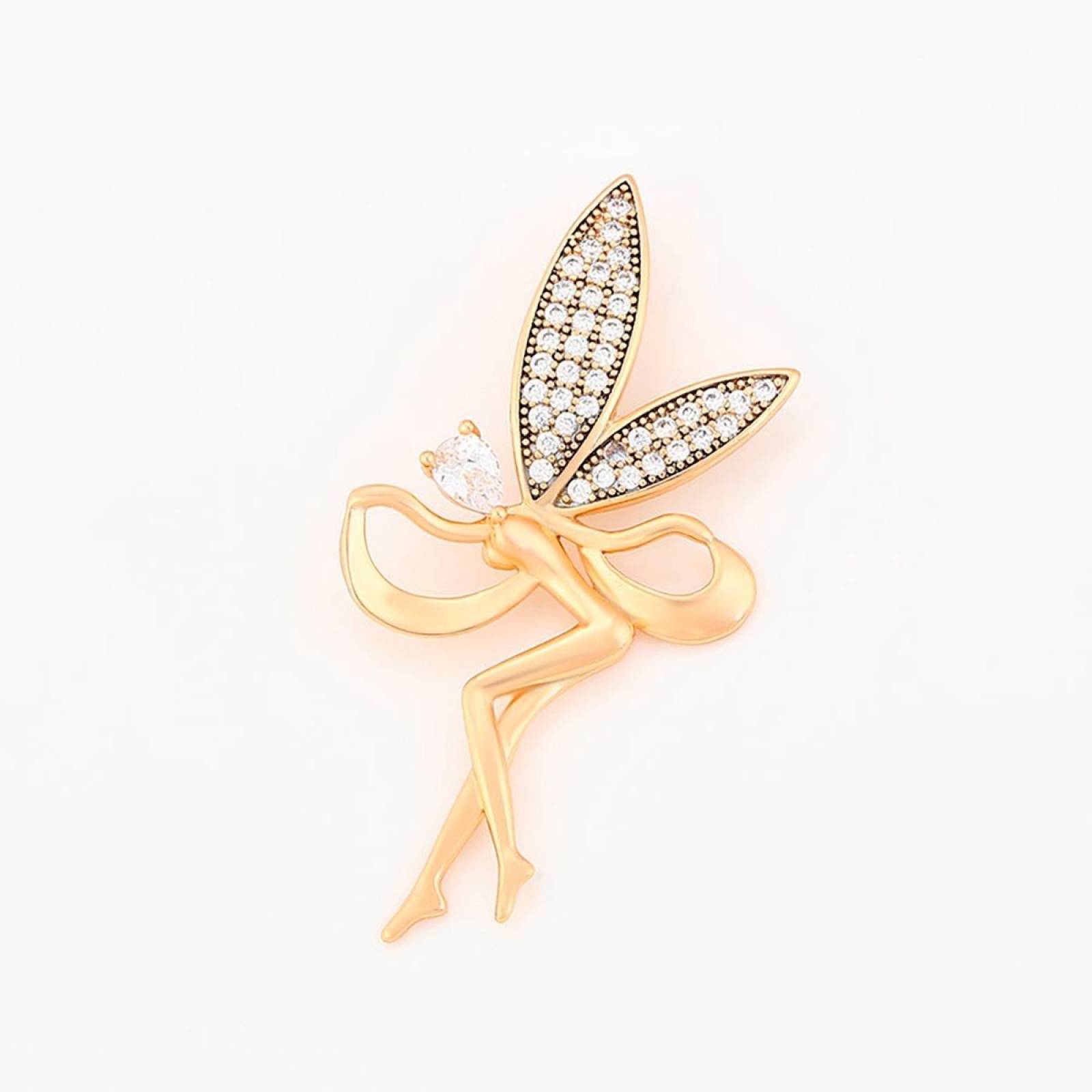 CRISTAL AMOR - Cadena Dije Y Aretes Hada Campanita Cristal Oro Laminado 