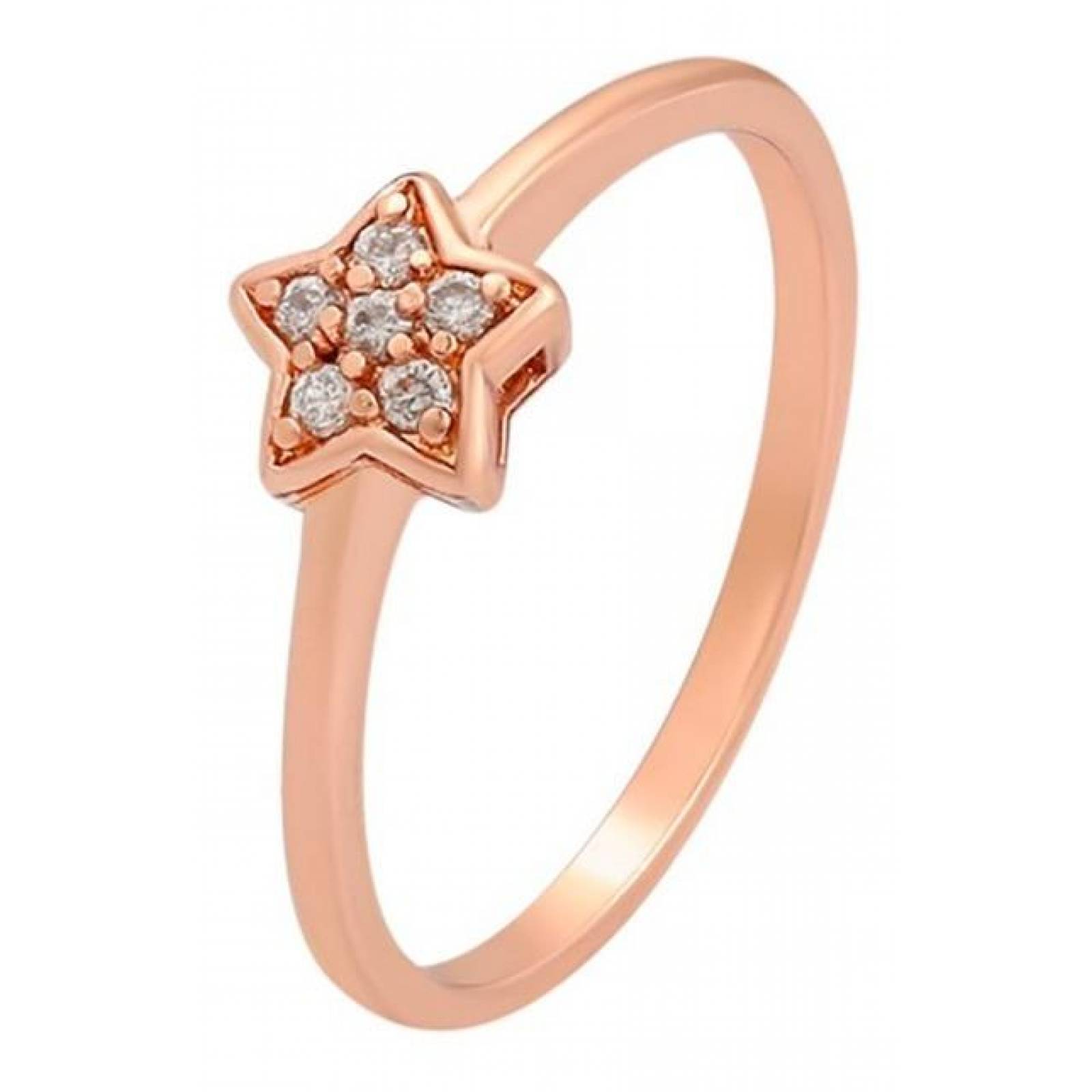CRISTAL AMOR - Anillo Estrella Con Cristales Oro Rosa 14k Laminadoad