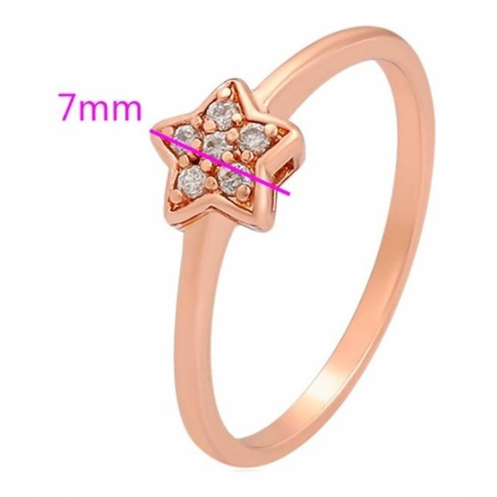 CRISTAL AMOR - Anillo Estrella Con Cristales Oro Rosa 14k Laminadoad