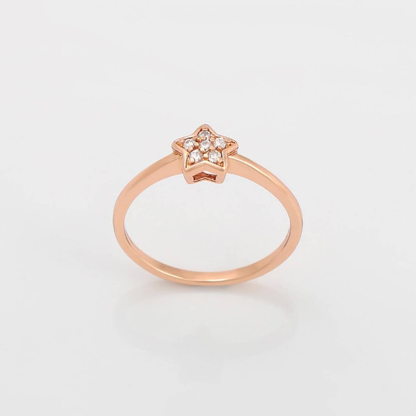 CRISTAL AMOR - Anillo Estrella Con Cristales Oro Rosa 14k Laminadoad