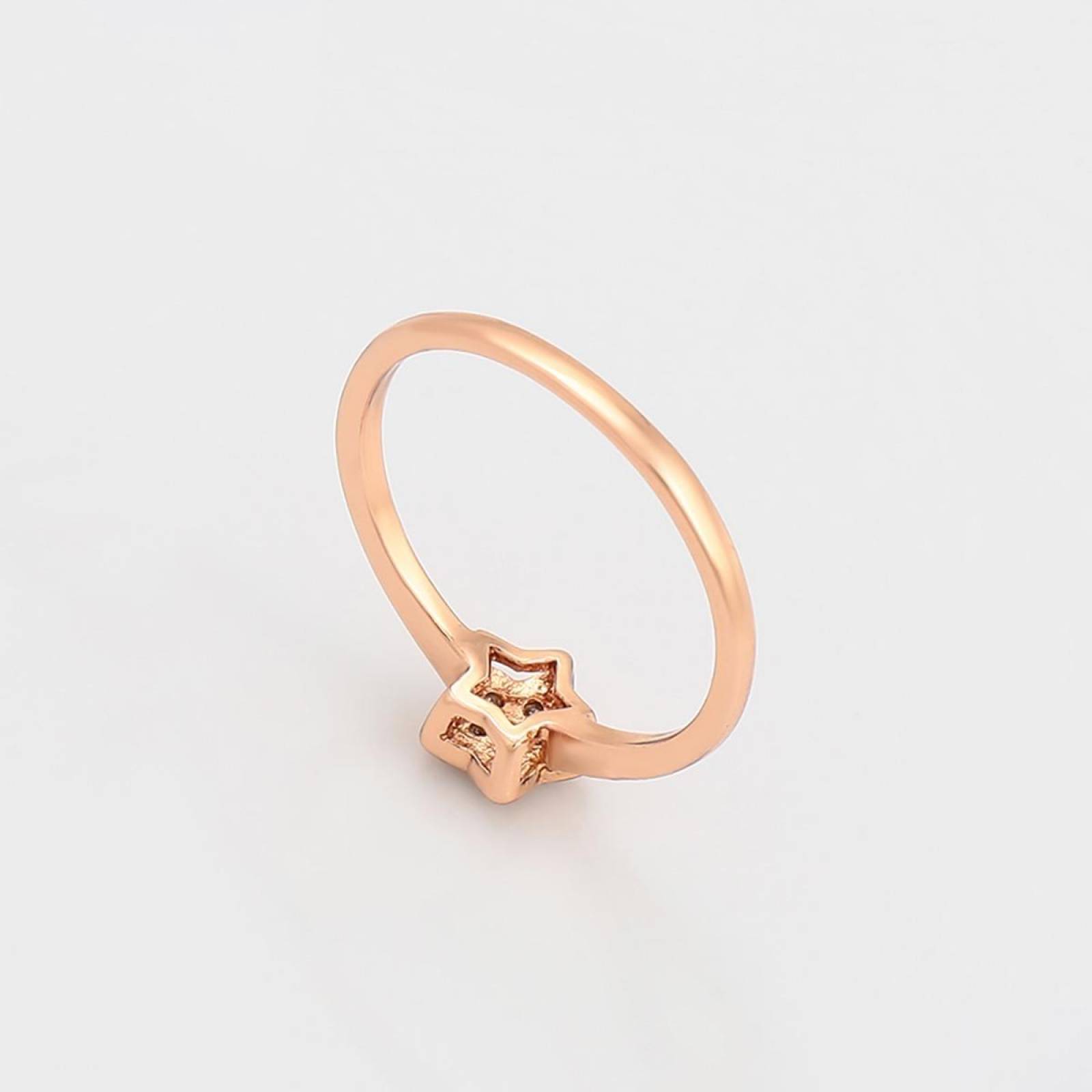 CRISTAL AMOR - Anillo Estrella Con Cristales Oro Rosa 14k Laminadoad