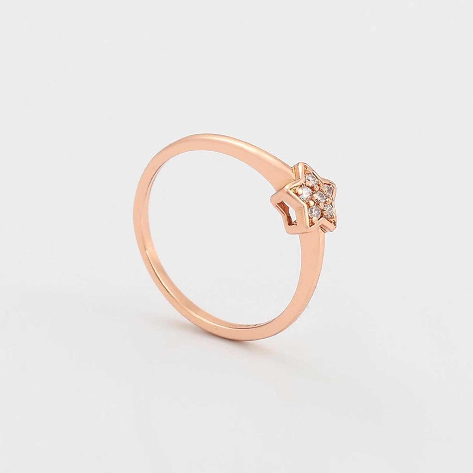 CRISTAL AMOR - Anillo Estrella Con Cristales Oro Rosa 14k Laminadoad