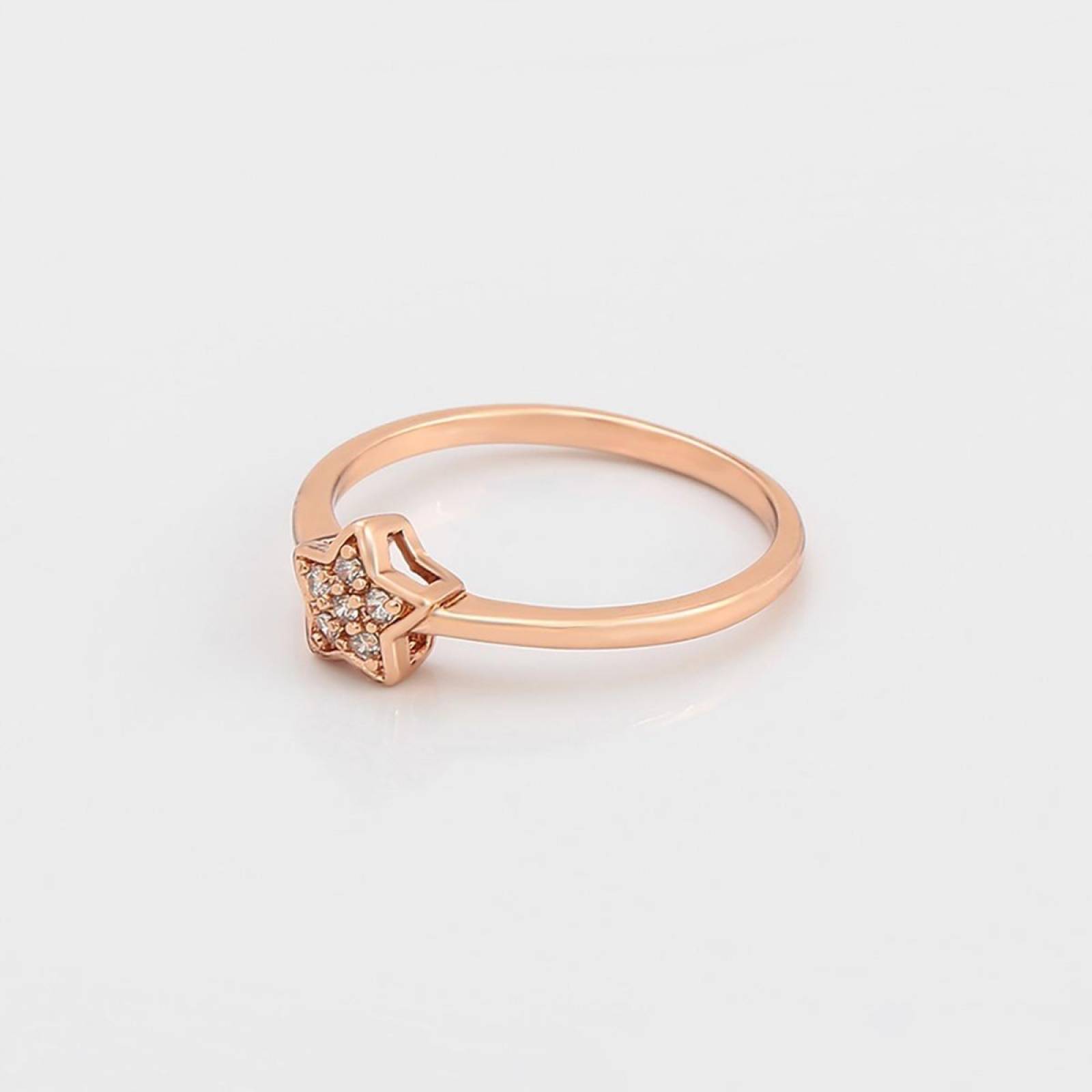 CRISTAL AMOR - Anillo Estrella Con Cristales Oro Rosa 14k Laminadoad