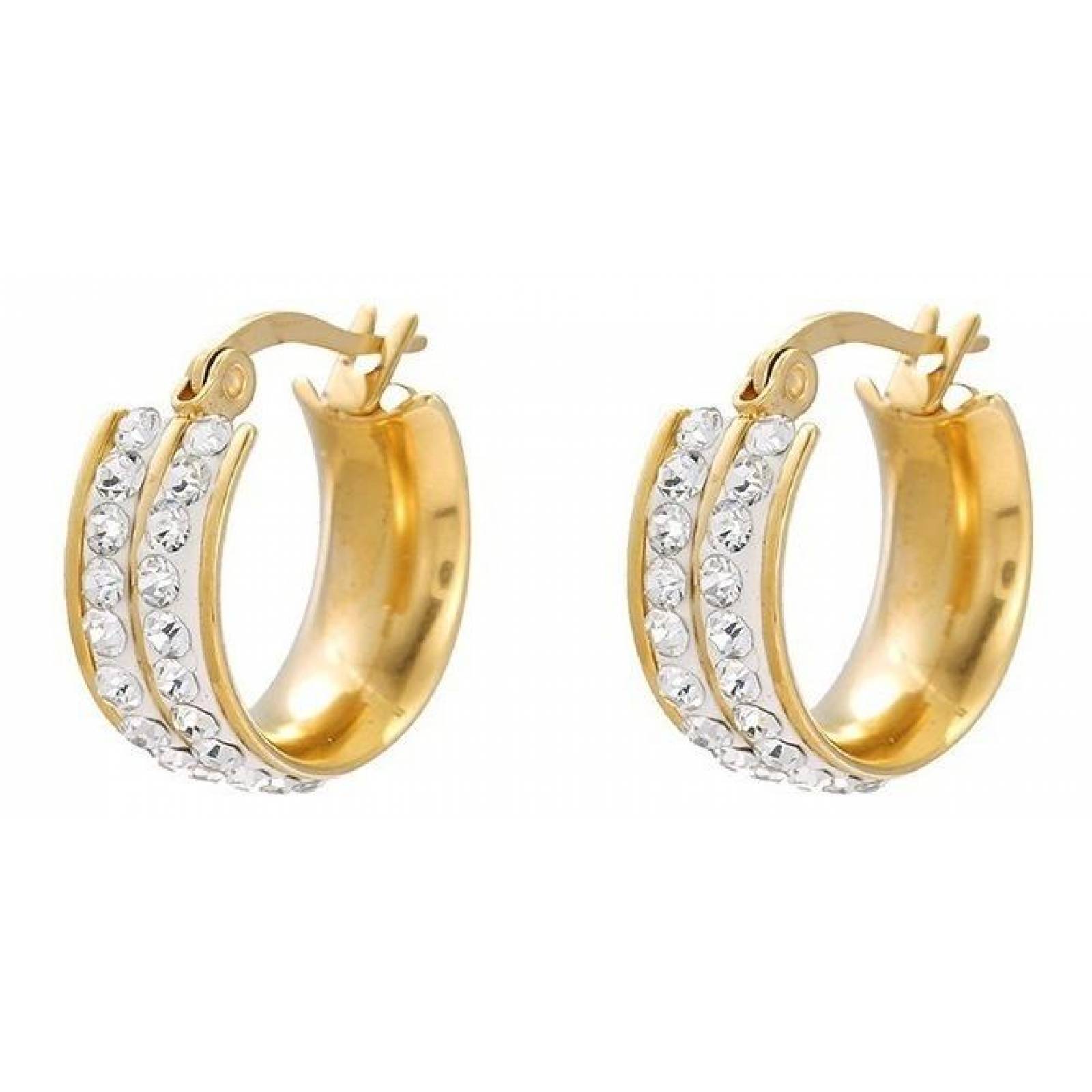 CRISTAL AMOR - Bellas Arracadas De Oro 24k Laminado Cristales Tornasol 