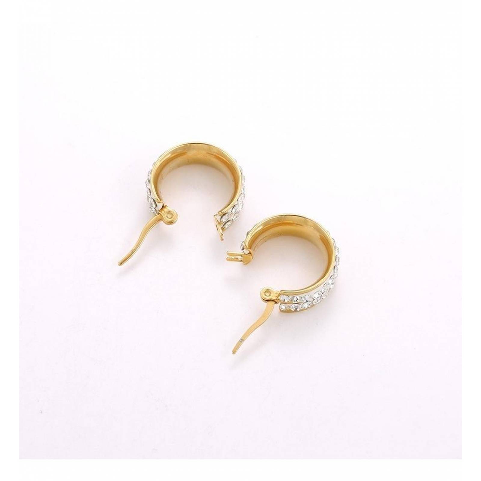 CRISTAL AMOR - Bellas Arracadas De Oro 24k Laminado Cristales Tornasol 