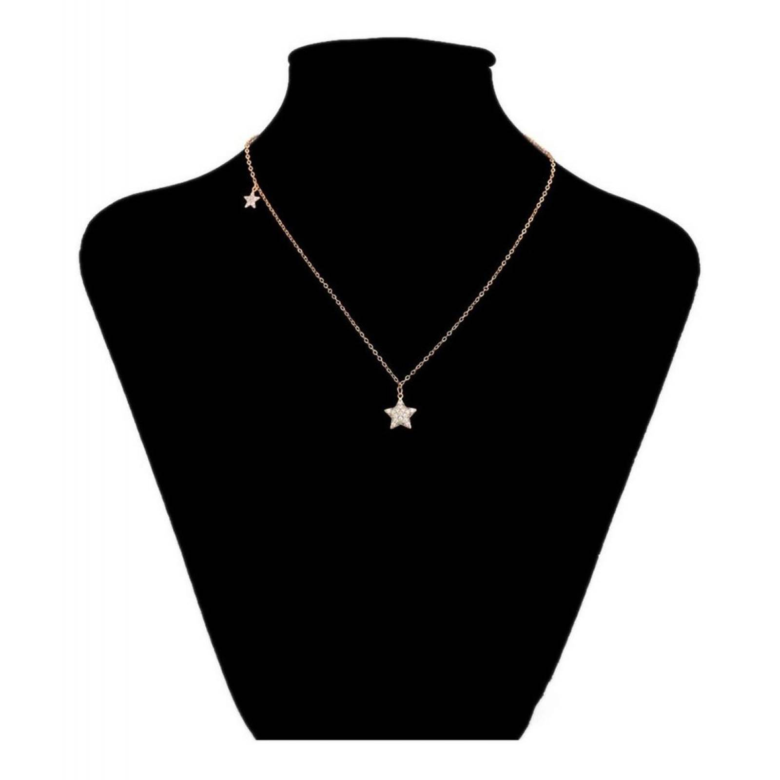 CRISTAL AMOR - Collar Estrella con Cristales Oro 14k Laminado Juvenil