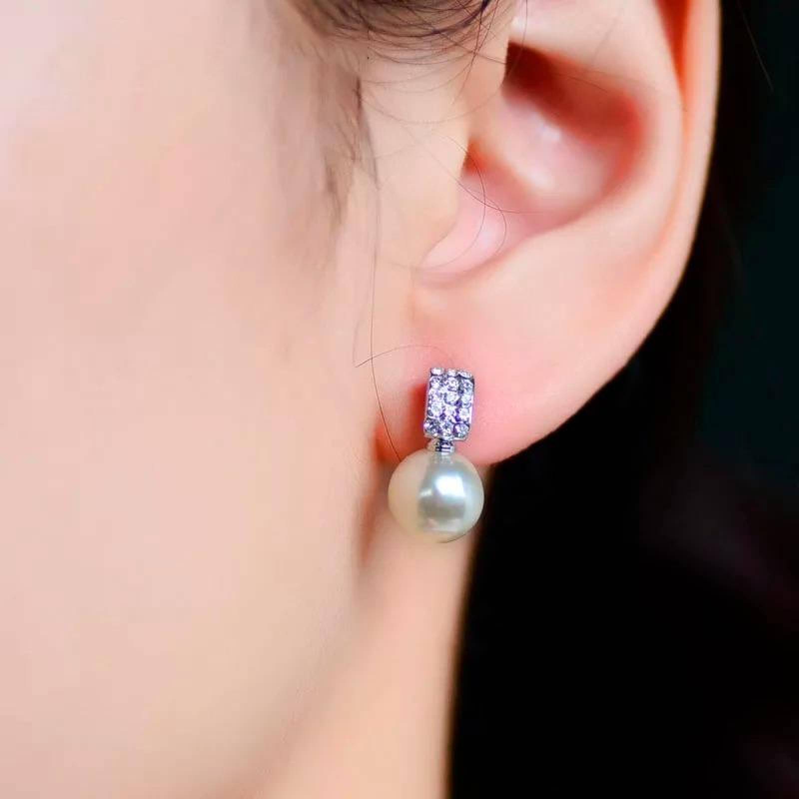 CRISTAL AMOR - Aretes Con Perlas Cultivadas Y Cristal Oro 18k Laminado 
