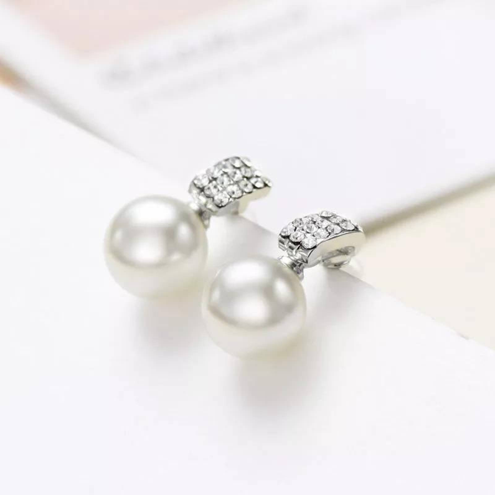 CRISTAL AMOR - Aretes Con Perlas Cultivadas Y Cristal Oro 18k Laminado 