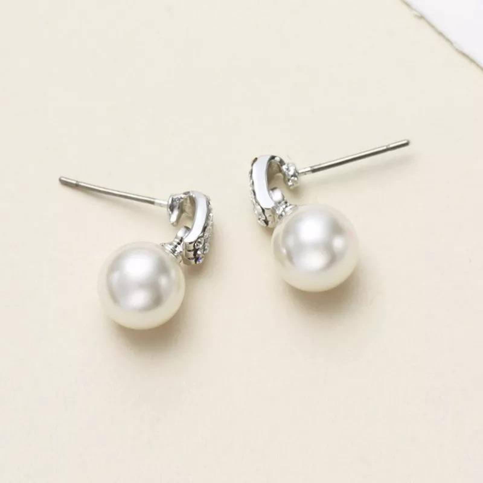 CRISTAL AMOR - Aretes Con Perlas Cultivadas Y Cristal Oro 18k Laminado 
