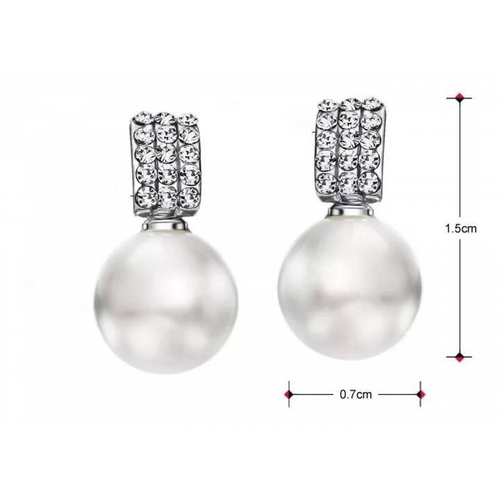CRISTAL AMOR - Aretes Con Perlas Cultivadas Y Cristal Oro 18k Laminado 