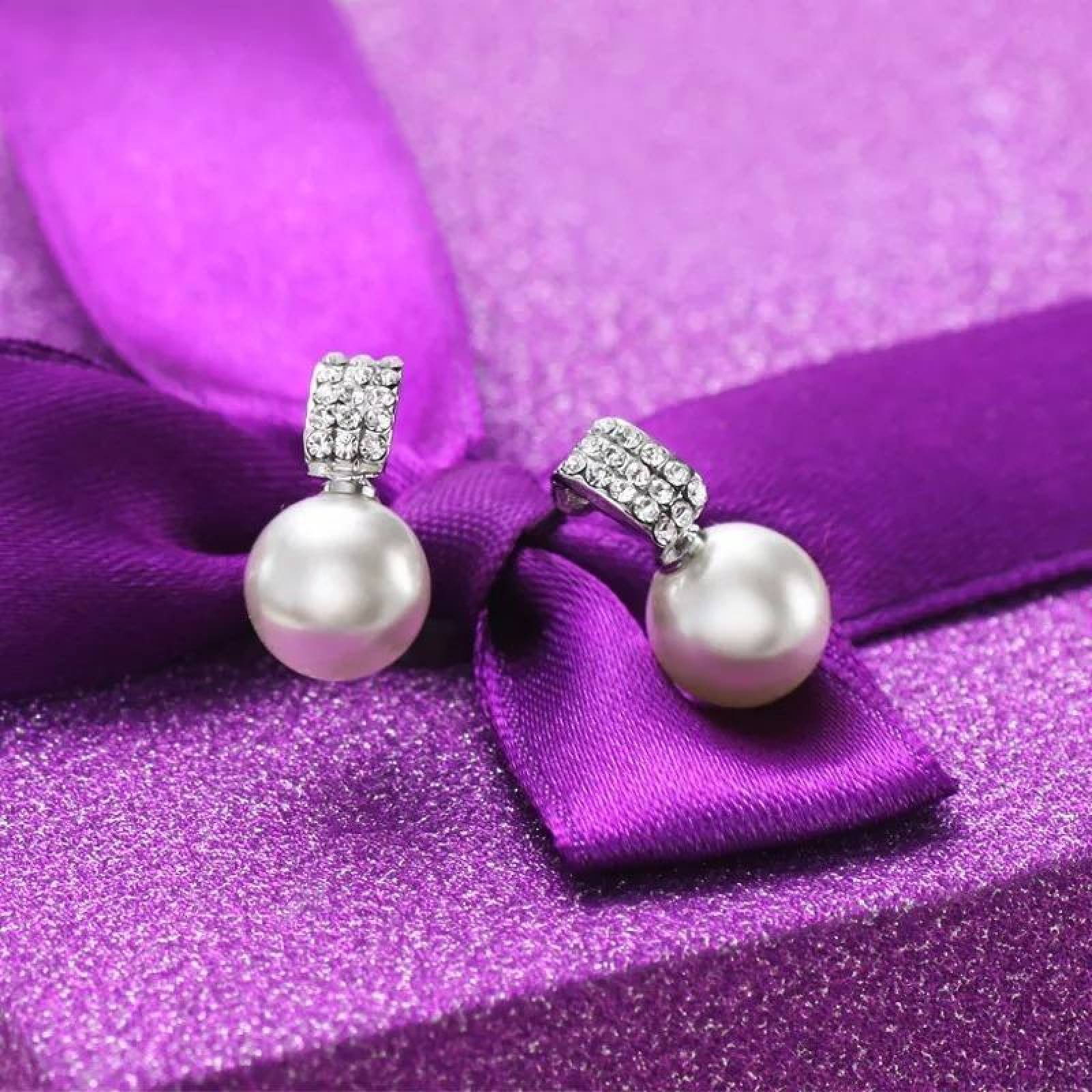 CRISTAL AMOR - Aretes Con Perlas Cultivadas Y Cristal Oro 18k Laminado 
