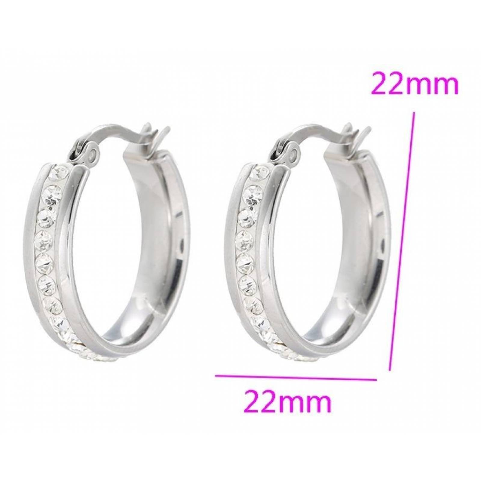 CRISTAL AMOR - Arracadas De Oro 24k Laminado Con Cristales Blanco