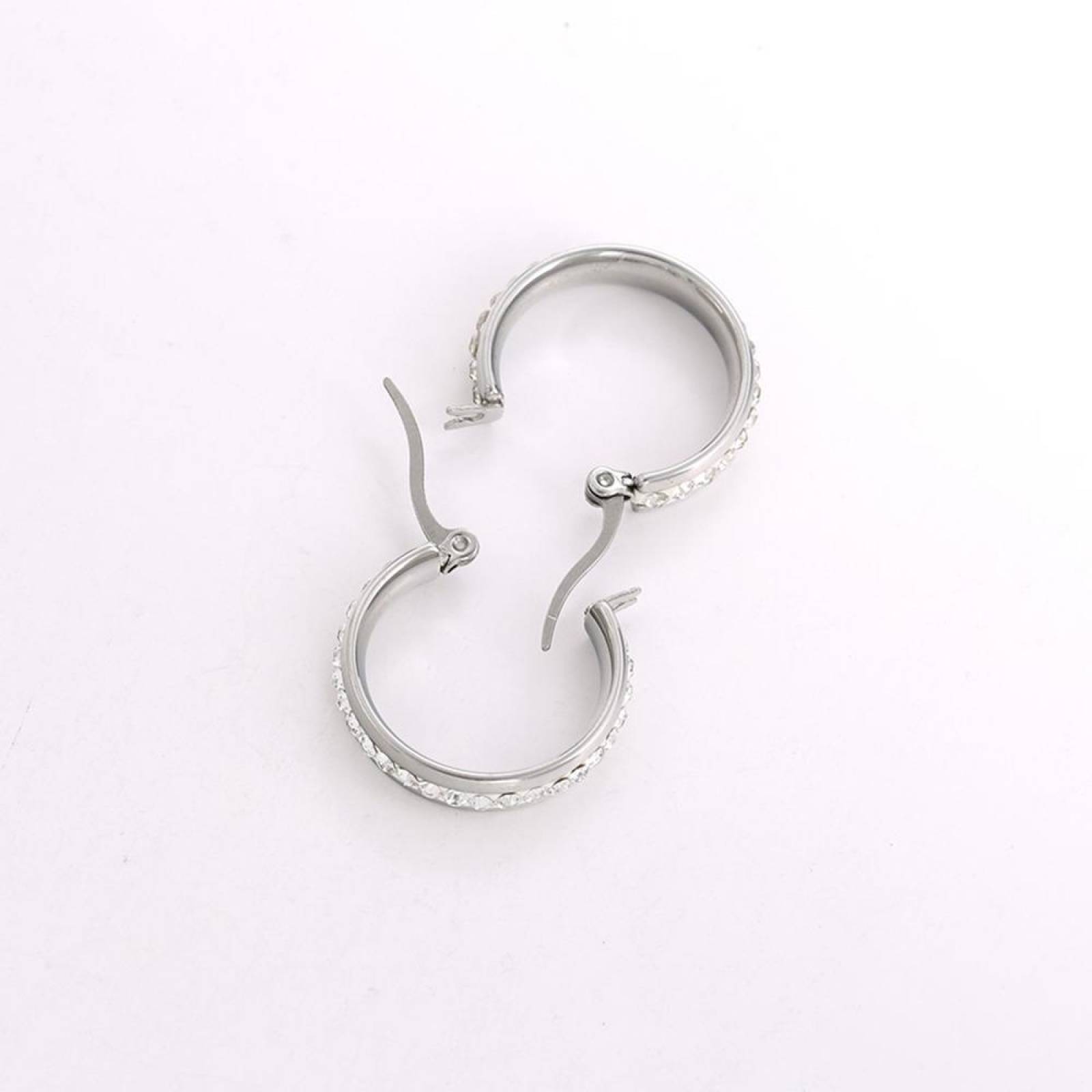 CRISTAL AMOR - Arracadas De Oro 24k Laminado Con Cristales Blanco