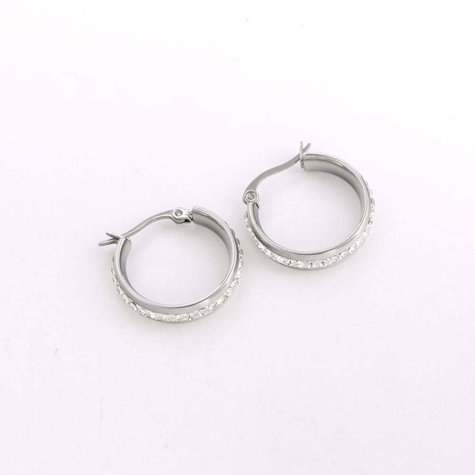 CRISTAL AMOR - Arracadas De Oro 24k Laminado Con Cristales Blanco