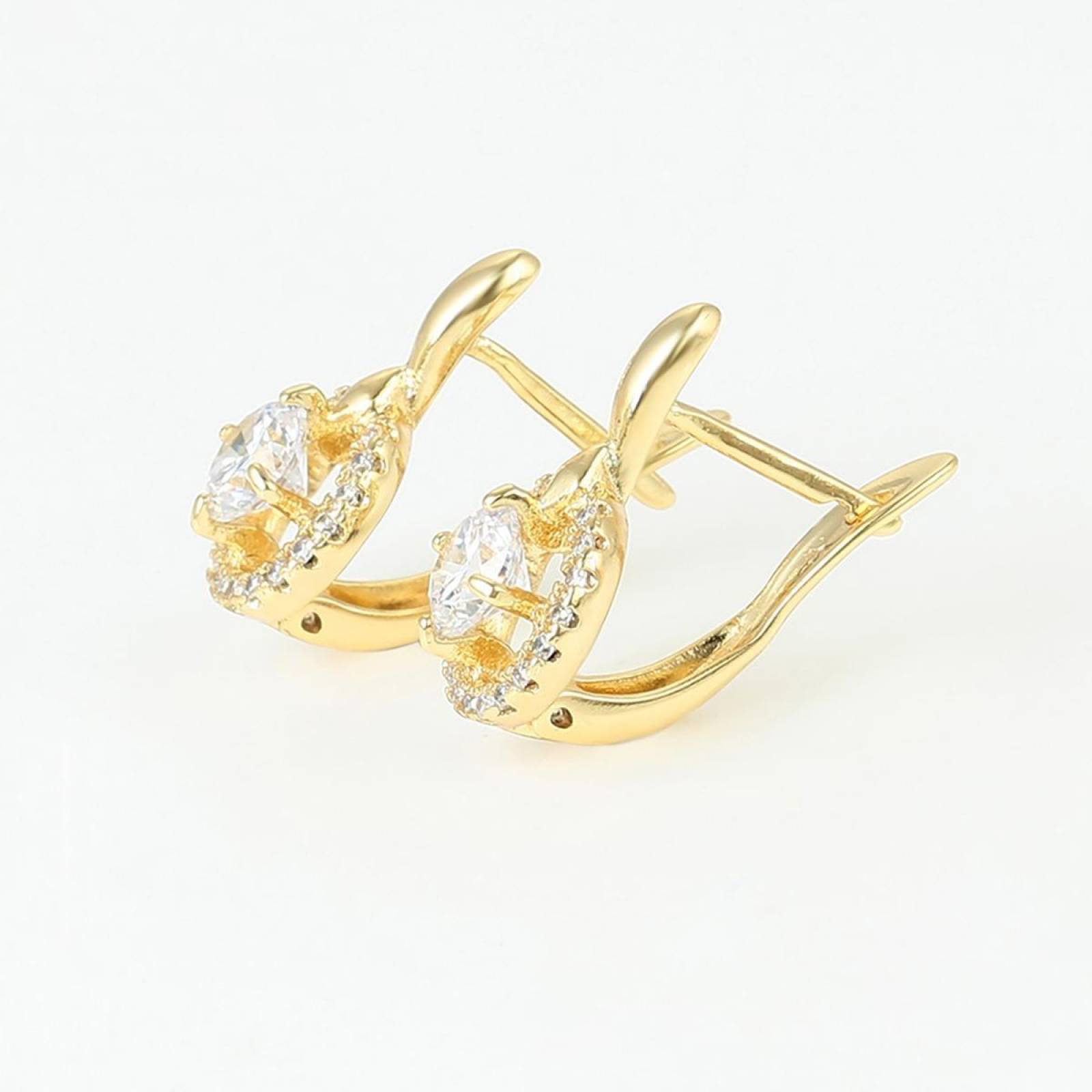 CRISTAL AMOR - Aretes Y Anillo En Oro Laminado Con Cristales  Dorado 7