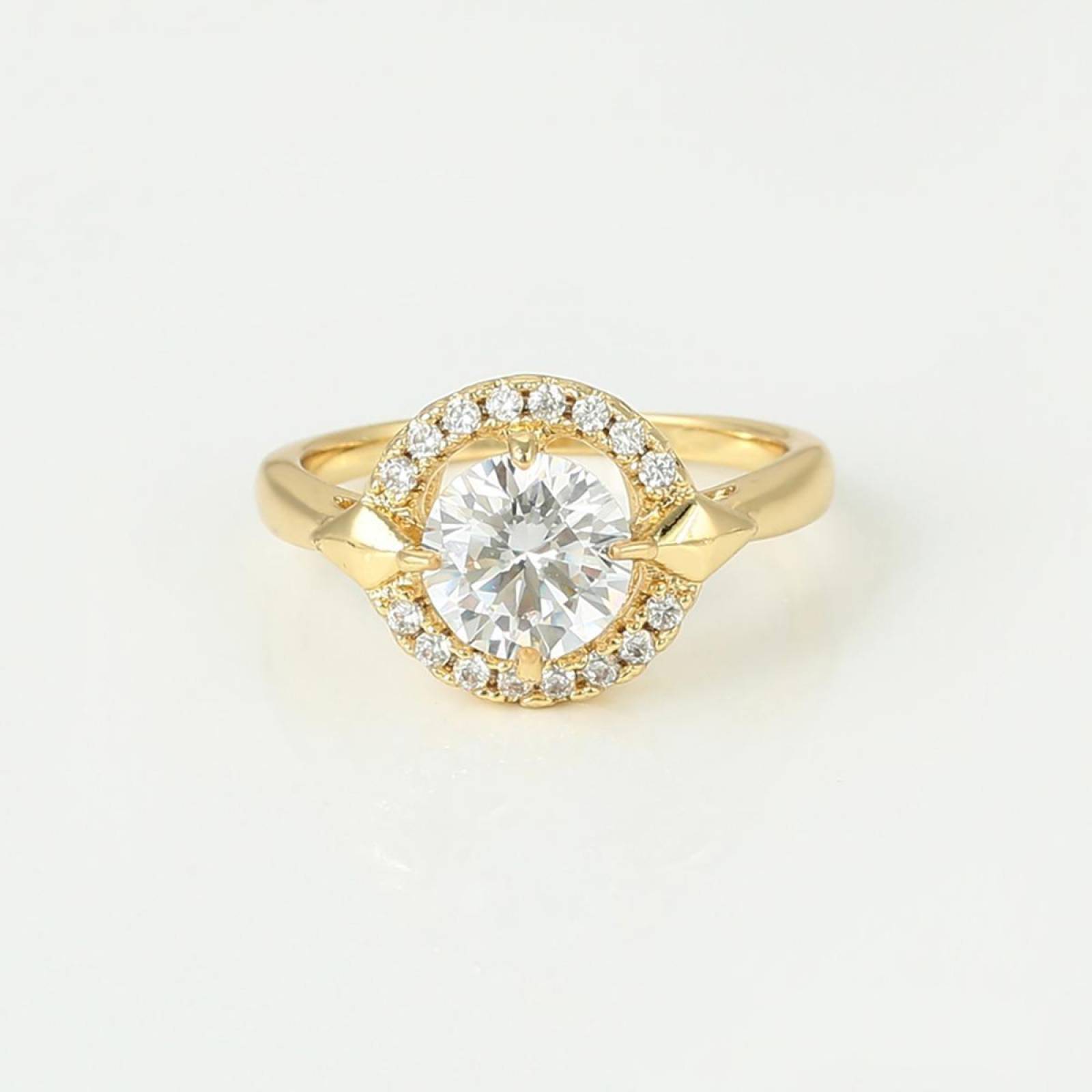 CRISTAL AMOR - Aretes Y Anillo En Oro Laminado Con Cristales  Dorado 7