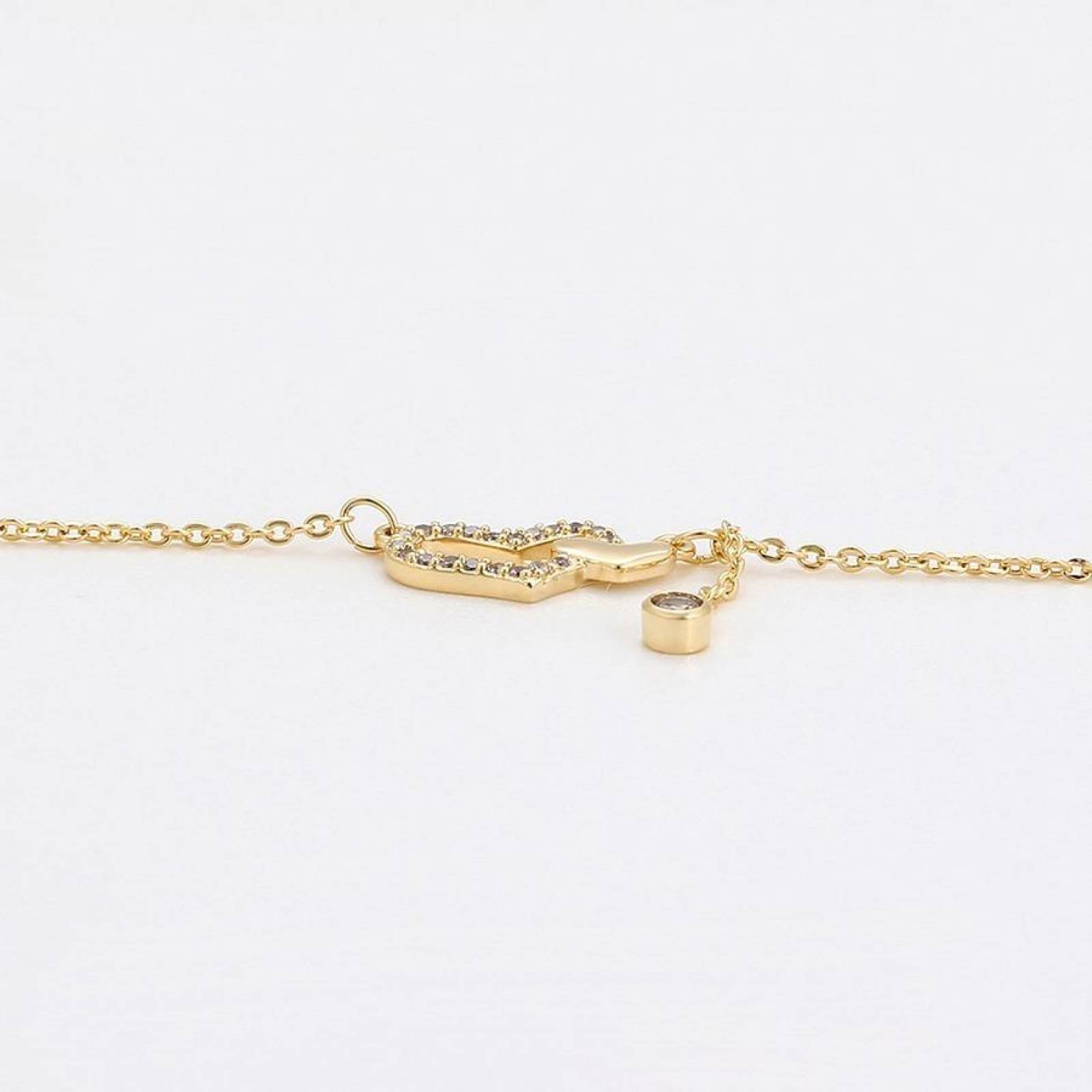 CRISTAL AMOR - Pulsera Corazones Entrelazados Cristal Oro 14k Laminado 