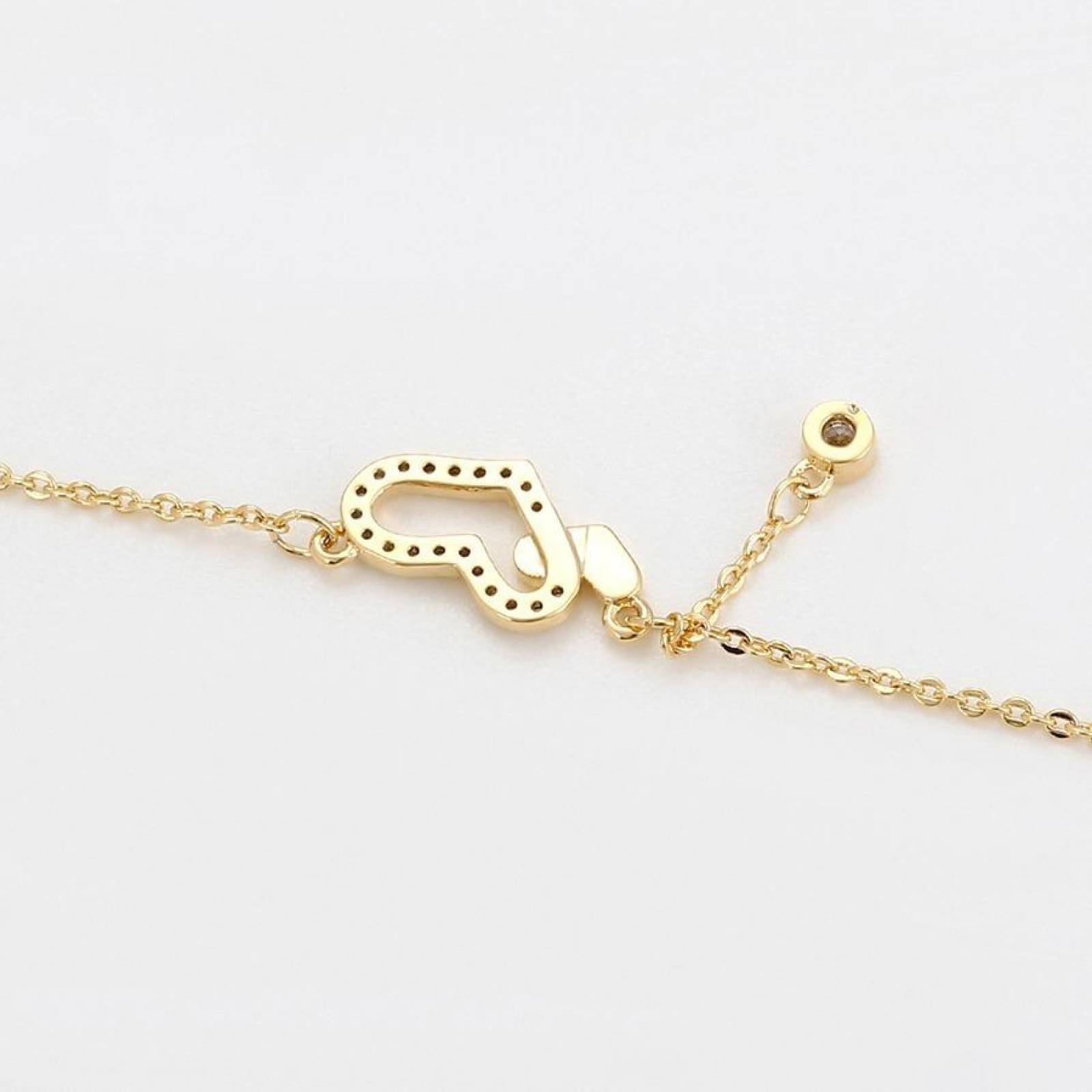 CRISTAL AMOR - Pulsera Corazones Entrelazados Cristal Oro 14k Laminado 