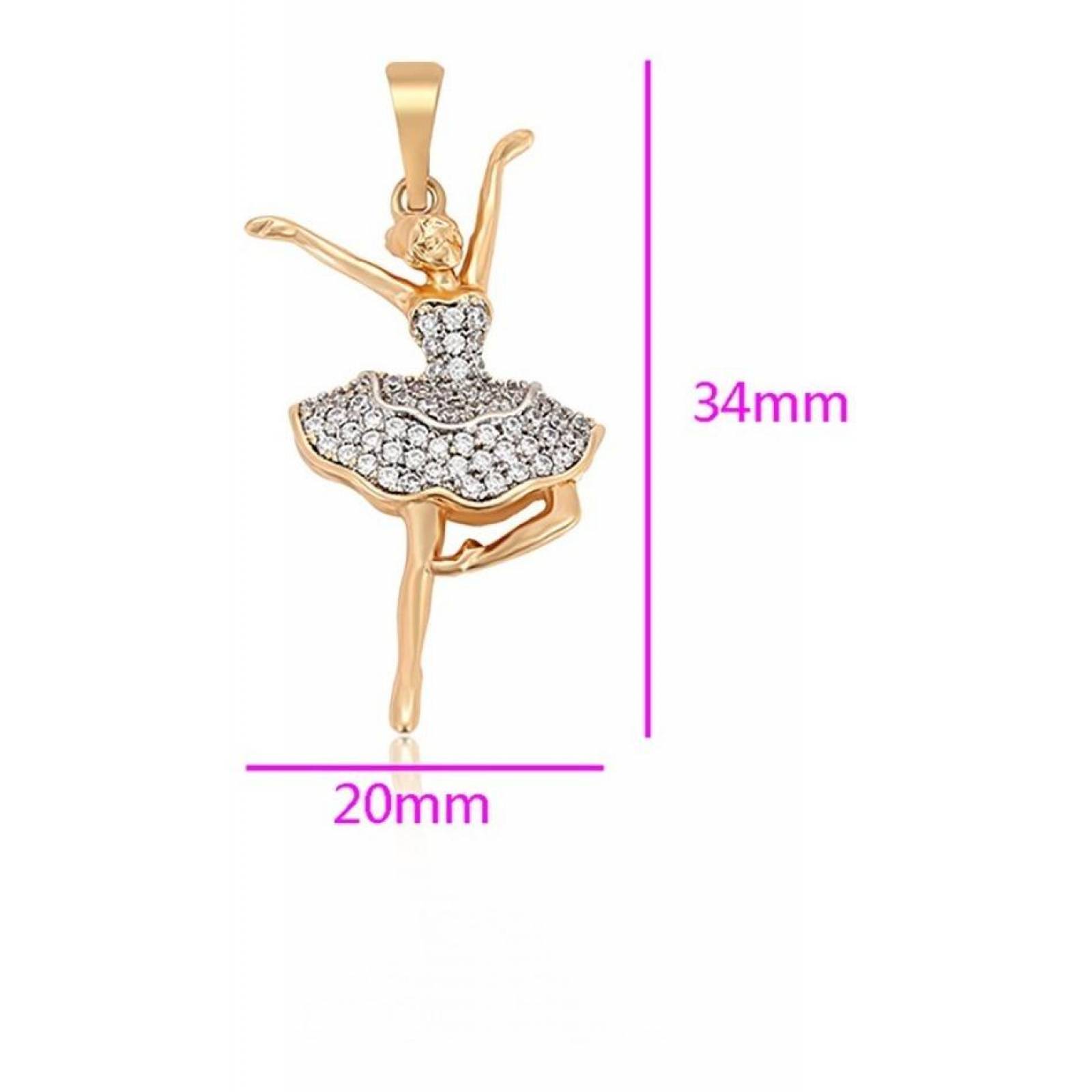 CRISTAL AMOR - Cadena Y Dije Bailarina Ballet Cristal Oro 14k Laminado 