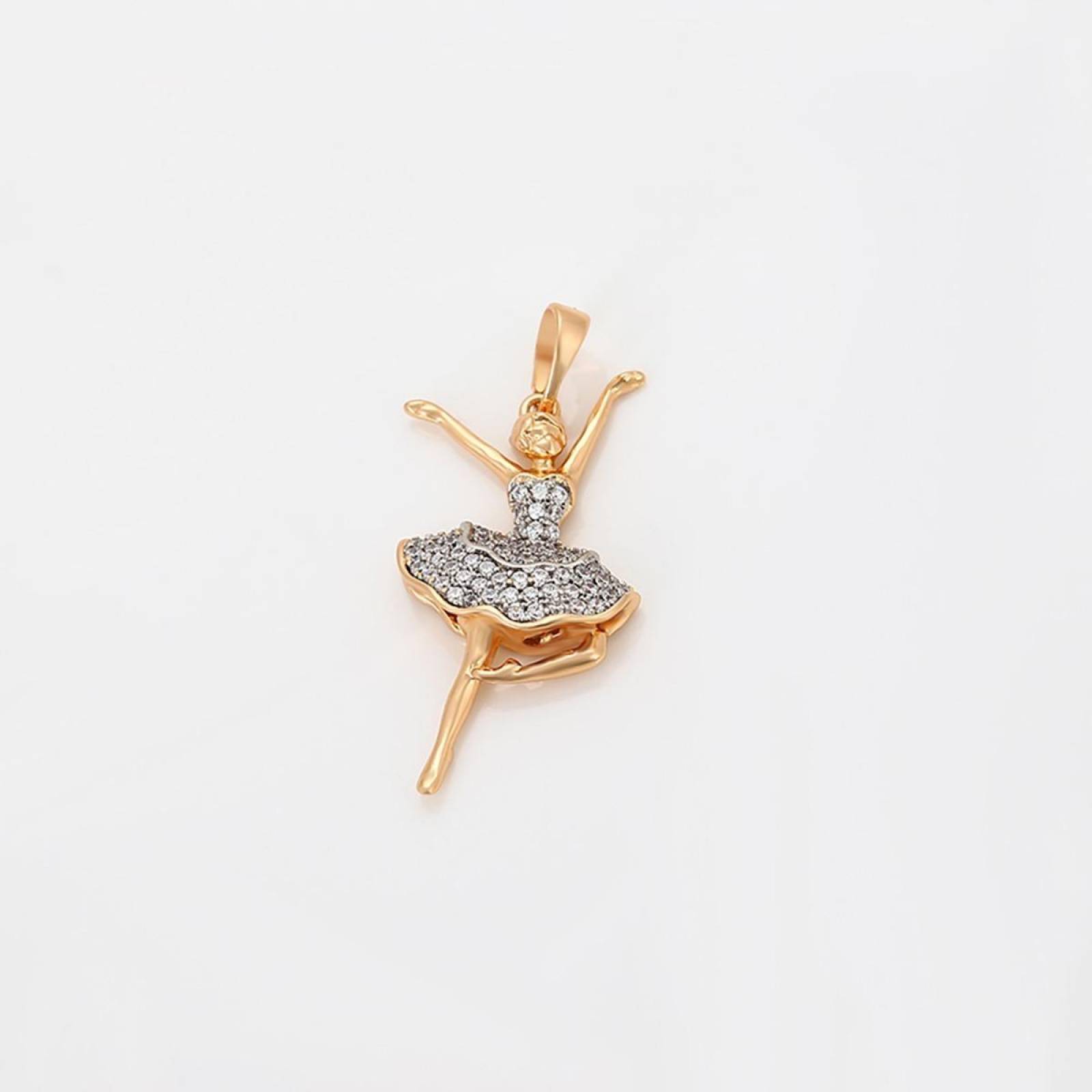 CRISTAL AMOR - Cadena Y Dije Bailarina Ballet Cristal Oro 14k Laminado 