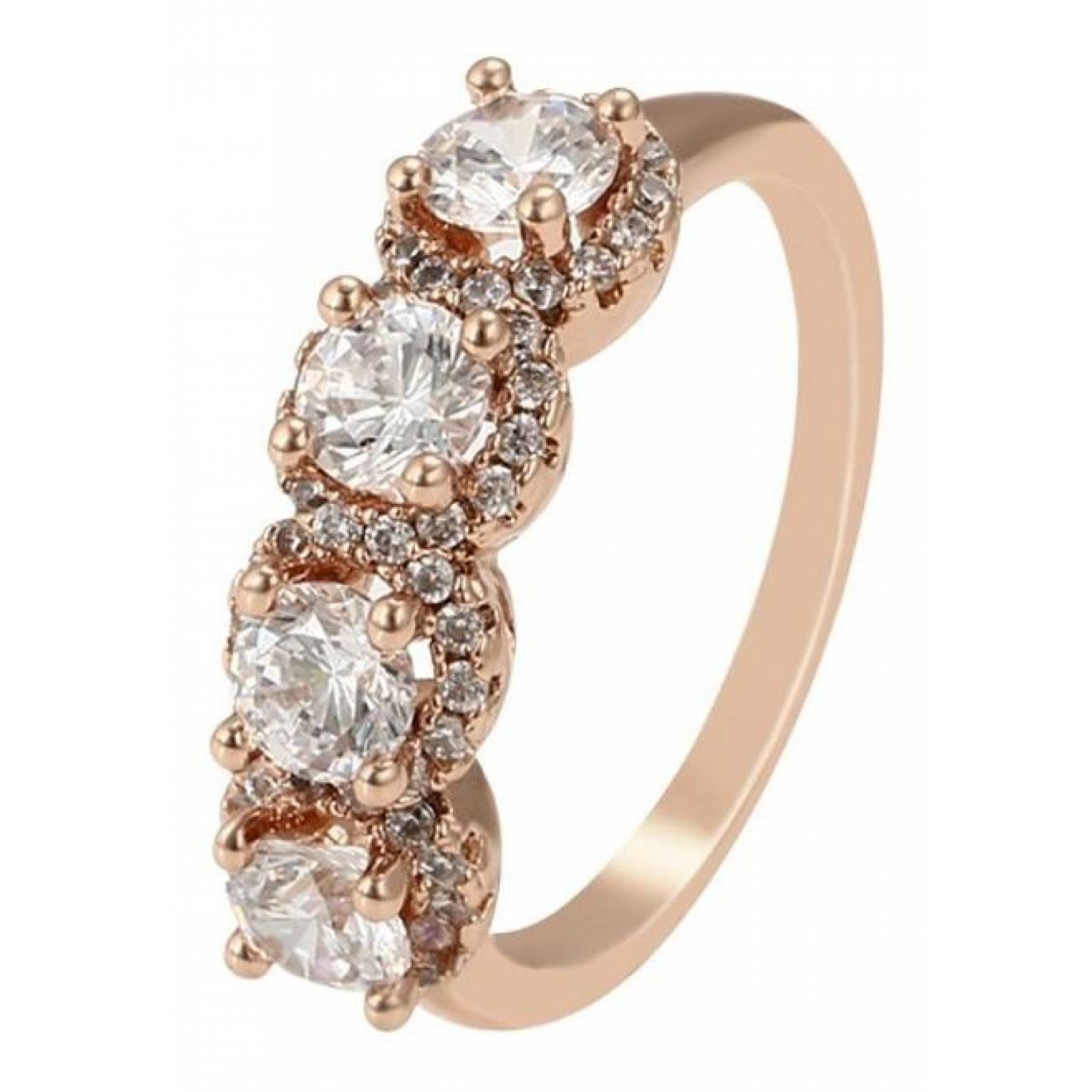 CRISTAL AMOR - Anillo Churumbela Cristal Crystals Halo Oro 14k Laminado Rosa 9