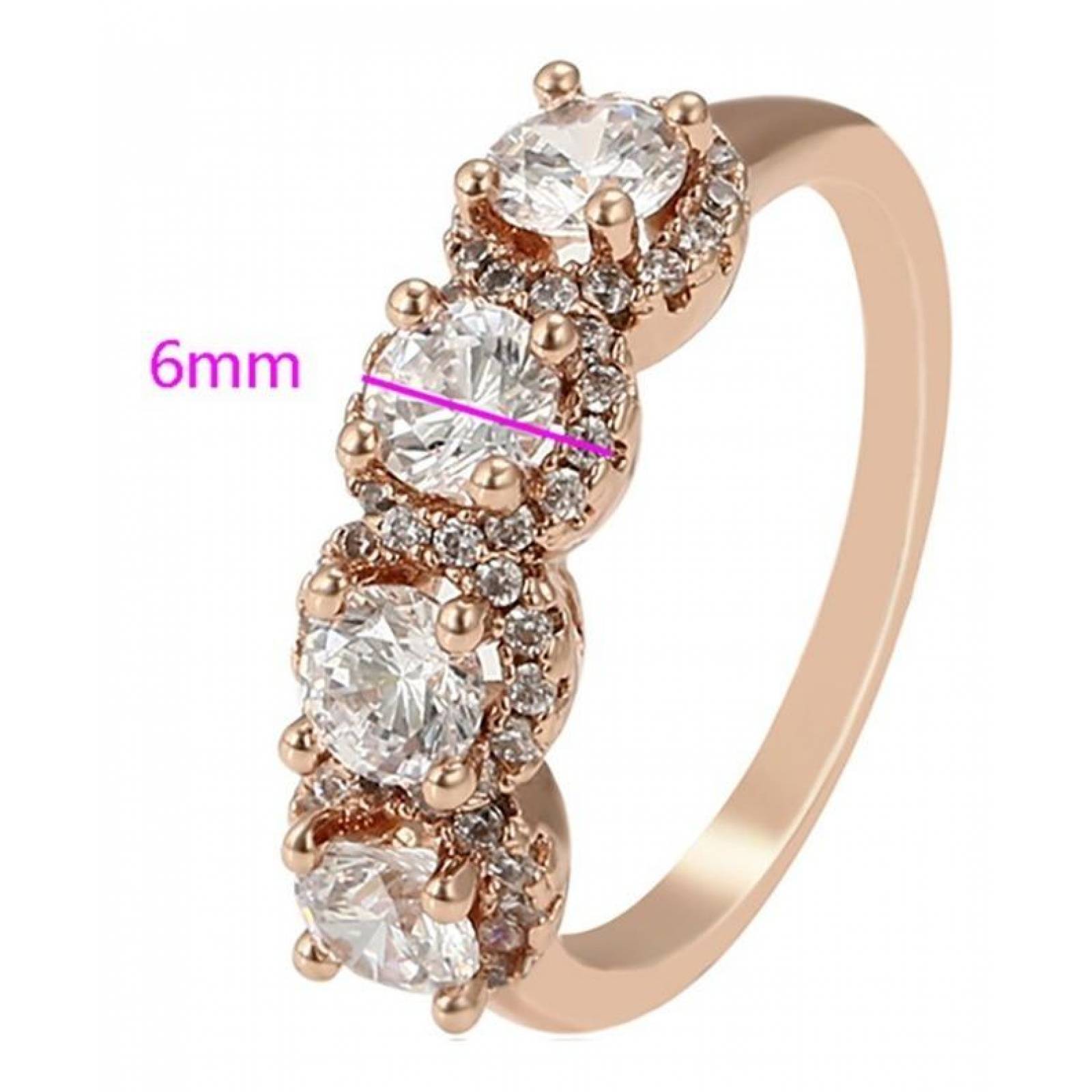 CRISTAL AMOR - Anillo Churumbela Cristal Crystals Halo Oro 14k Laminado Rosa 9
