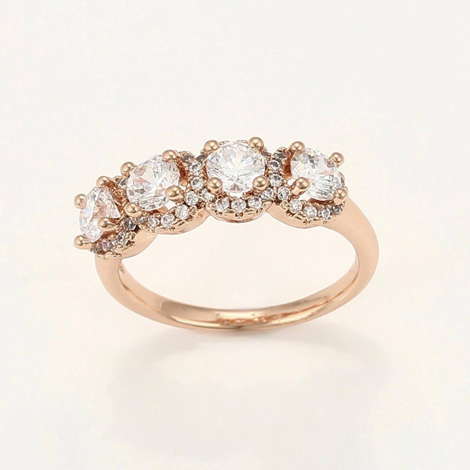 CRISTAL AMOR - Anillo Churumbela Cristal Crystals Halo Oro 14k Laminado Rosa 9
