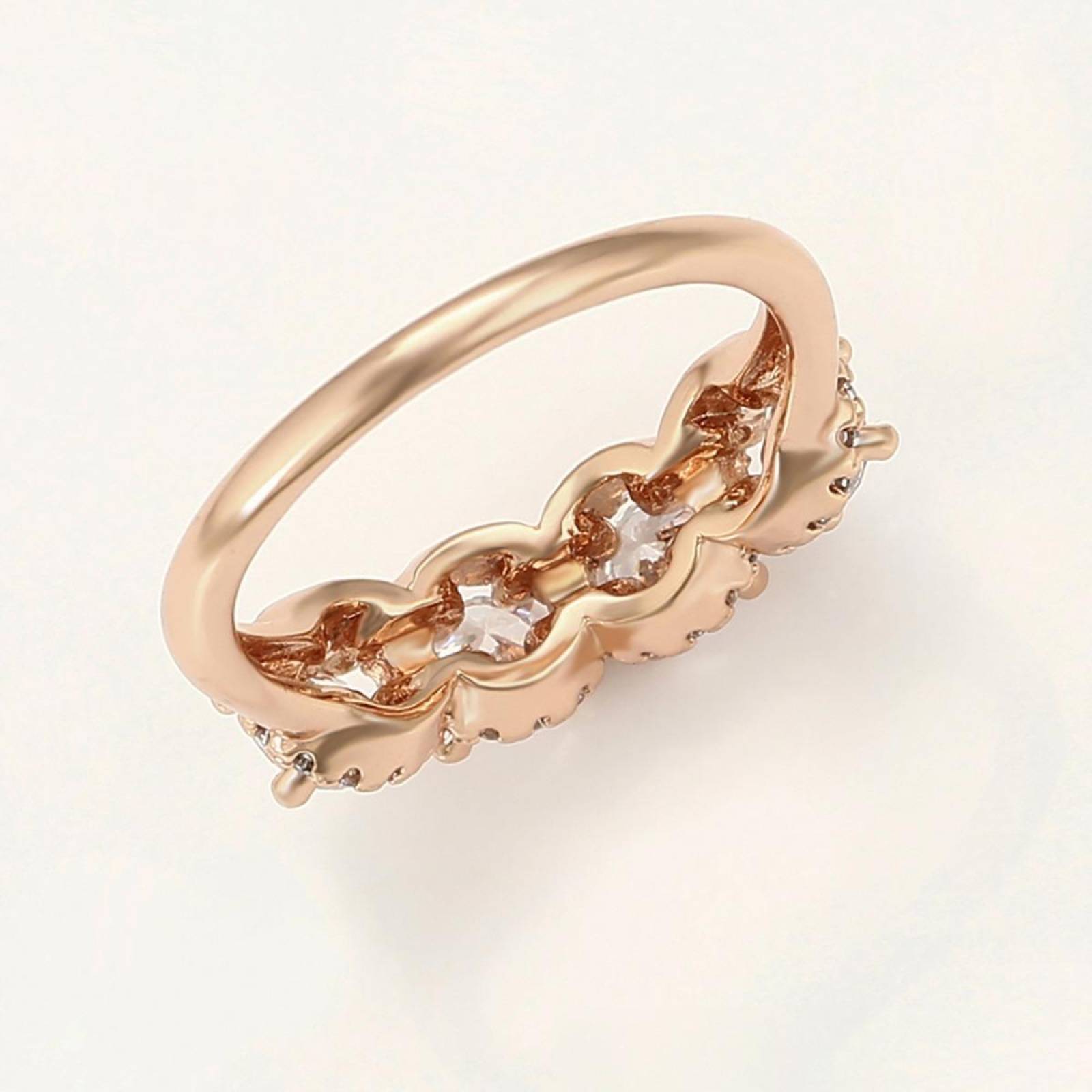 CRISTAL AMOR - Anillo Churumbela Cristal Crystals Halo Oro 14k Laminado Rosa 9
