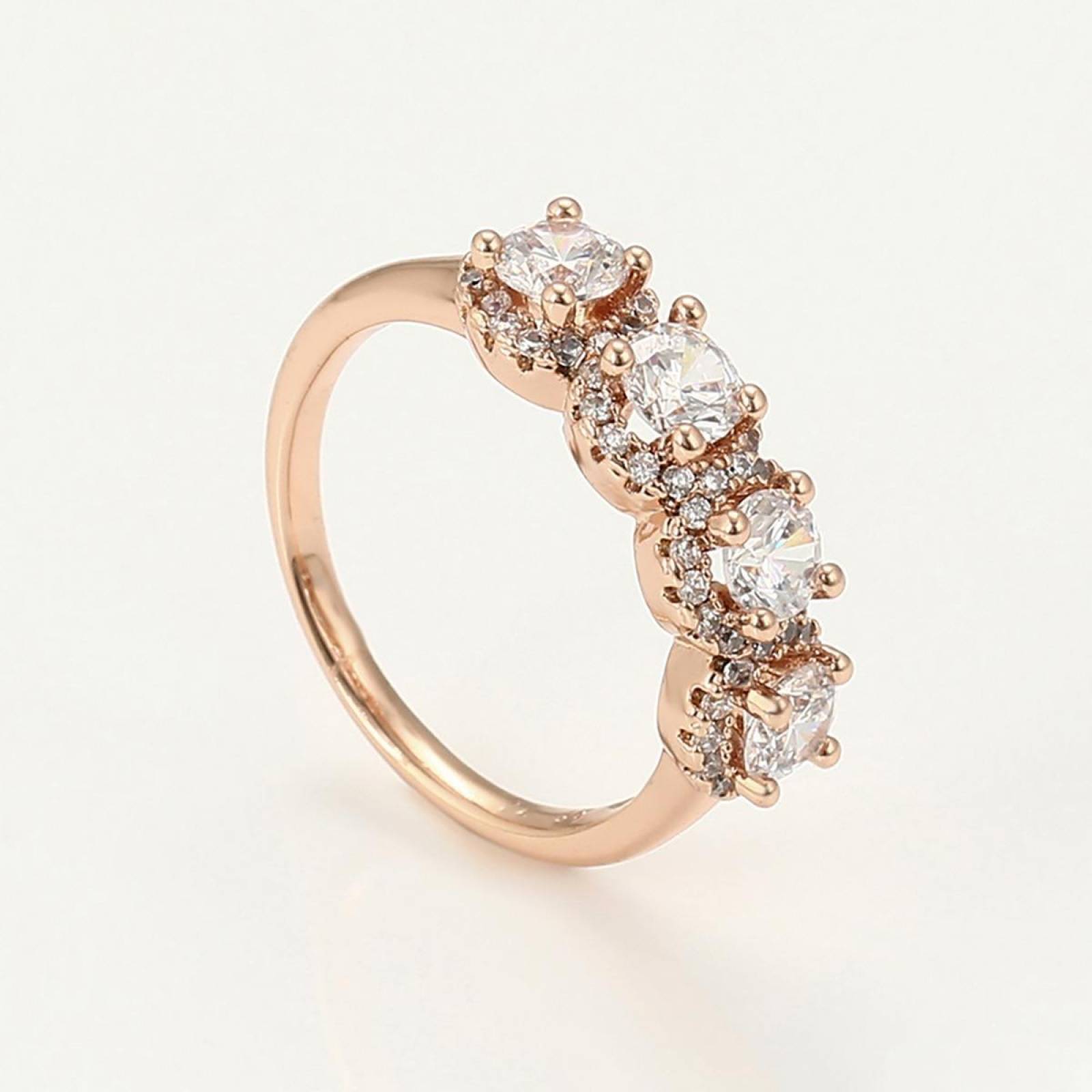 CRISTAL AMOR - Anillo Churumbela Cristal Crystals Halo Oro 14k Laminado Rosa 9