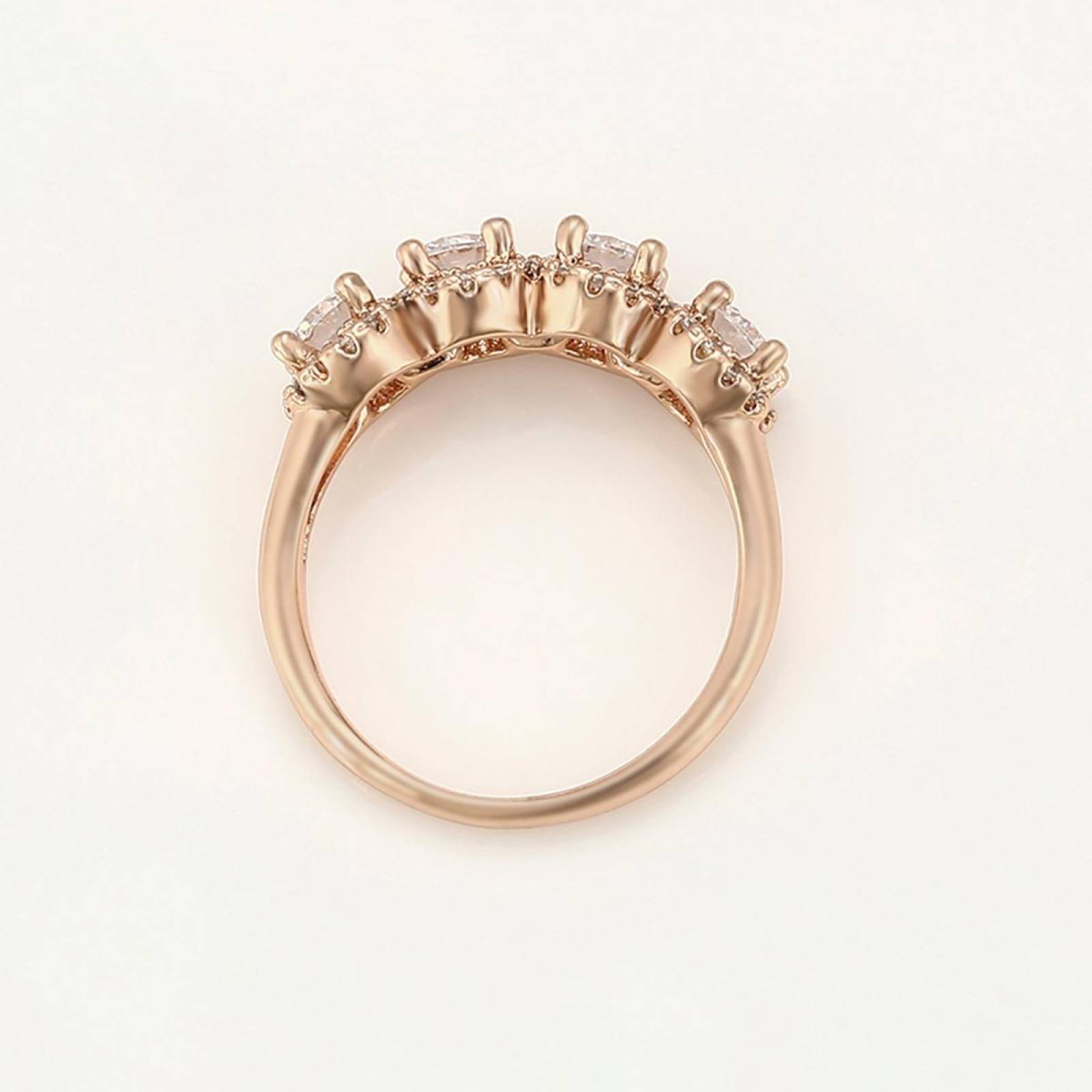 CRISTAL AMOR - Anillo Churumbela Cristal Crystals Halo Oro 14k Laminado Rosa 9