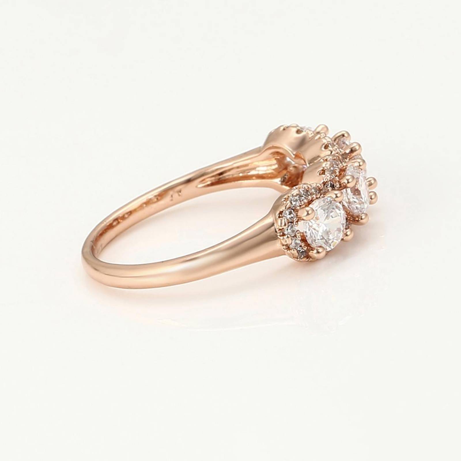 CRISTAL AMOR - Anillo Churumbela Cristal Crystals Halo Oro 14k Laminado Rosa 9