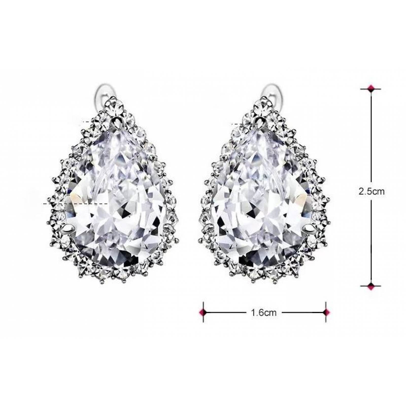 CRISTAL AMOR - Aretes Vintage Gota Cristales Elements Oro 14k Laminado Blanco