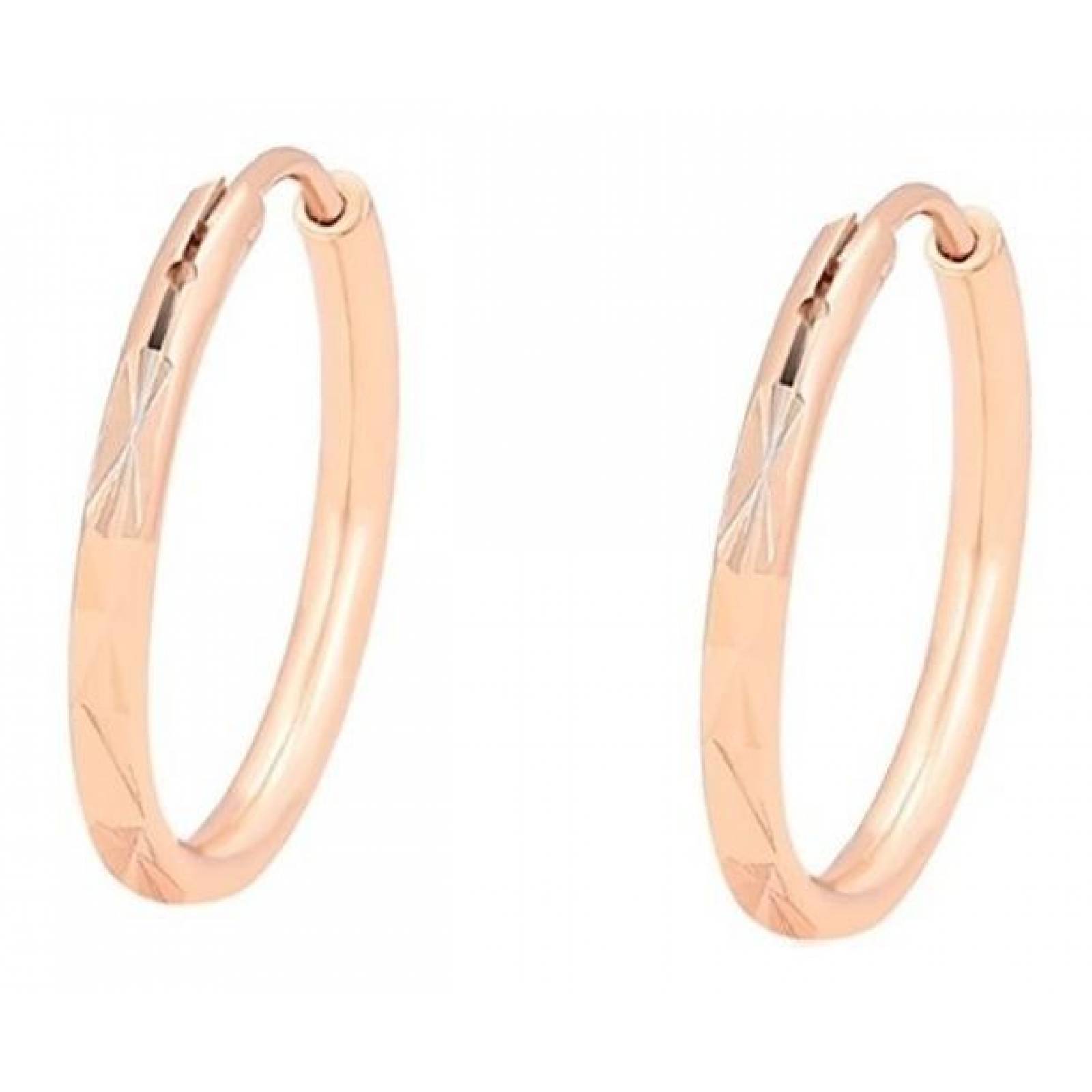 CRISTAL AMOR - Aretes Arracadas Facetadas Niña O Dama Oro 14k Laminado Rosa
