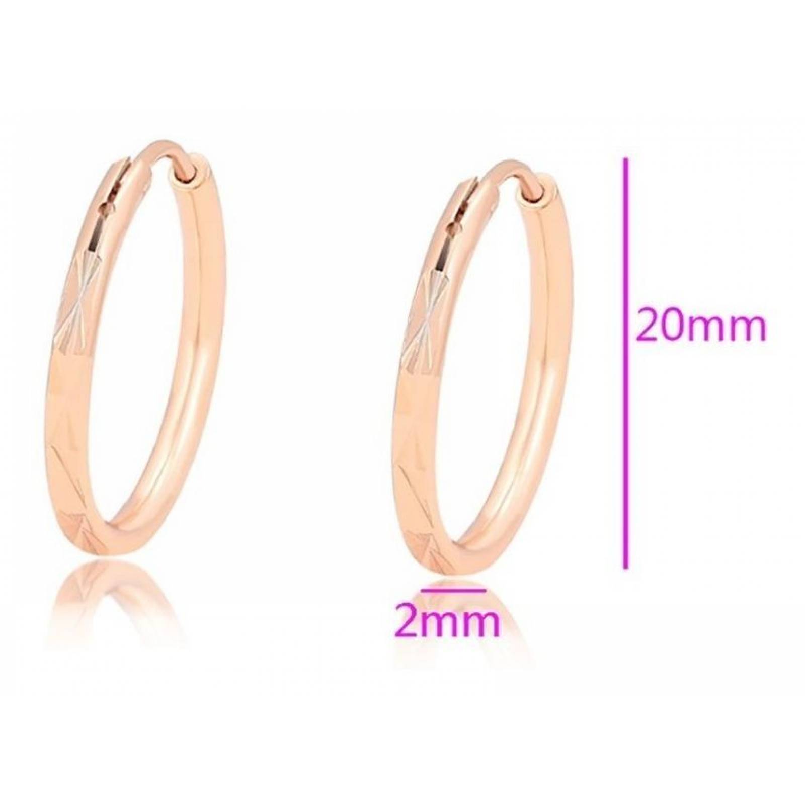 CRISTAL AMOR - Aretes Arracadas Facetadas Niña O Dama Oro 14k Laminado Rosa