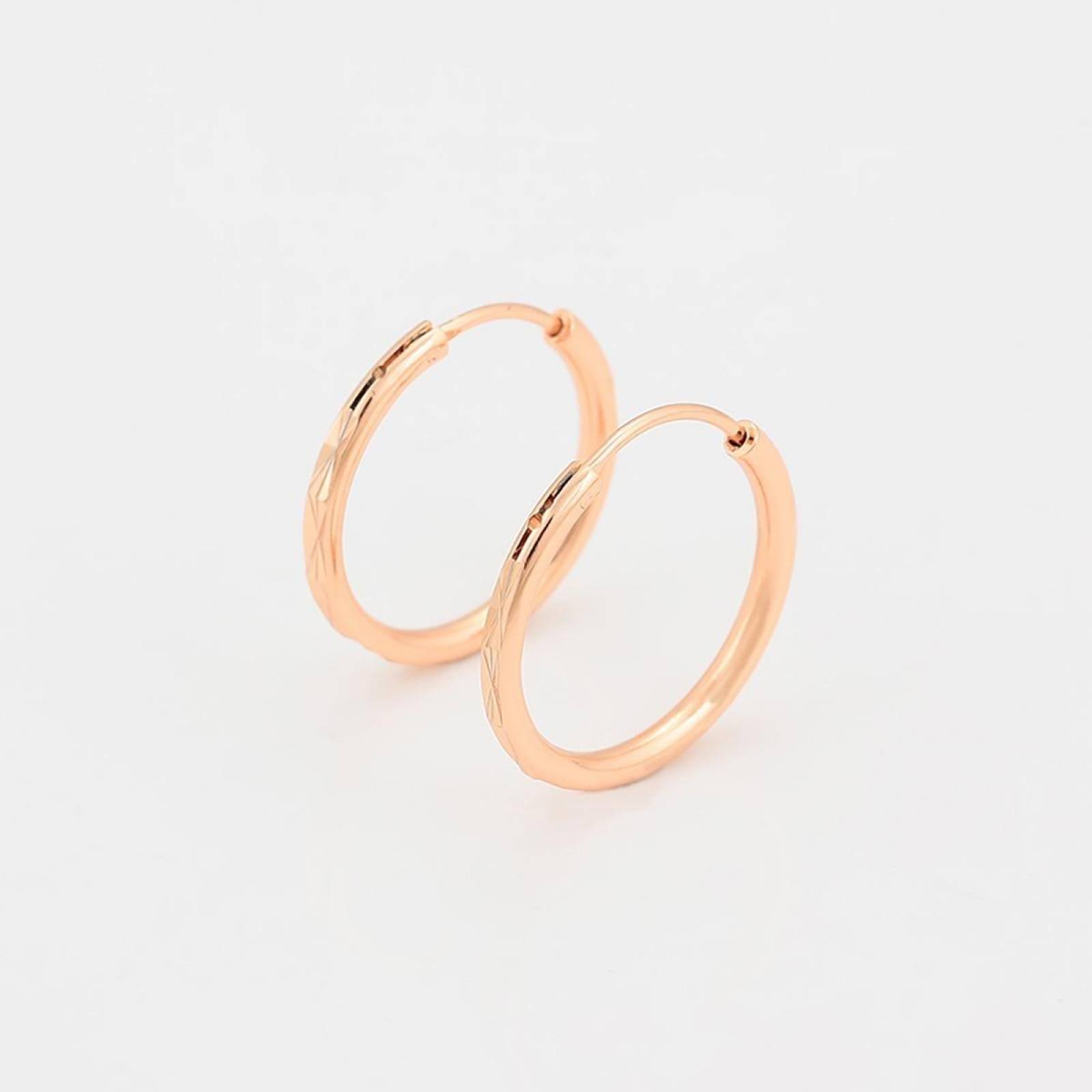 CRISTAL AMOR - Aretes Arracadas Facetadas Niña O Dama Oro 14k Laminado Rosa