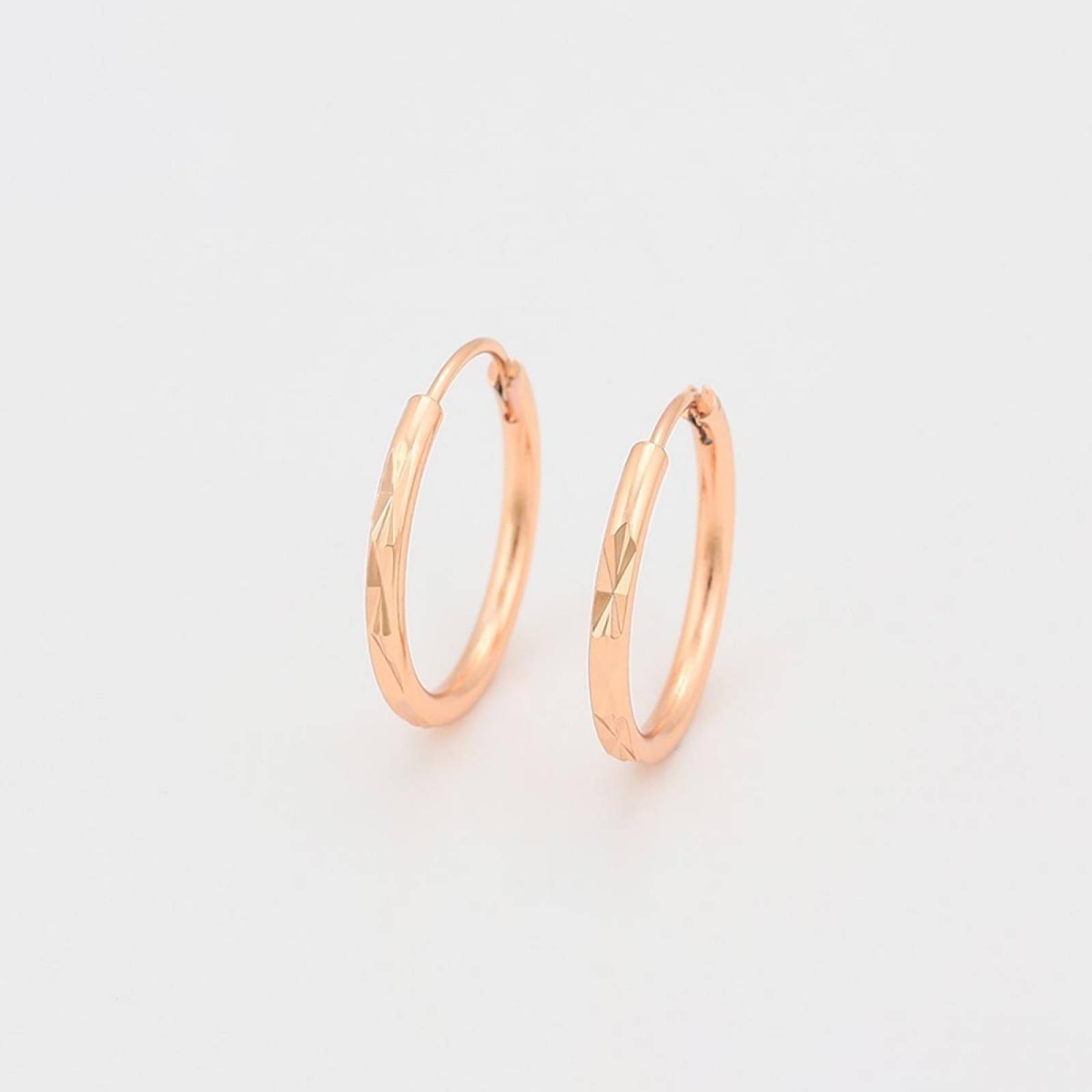 CRISTAL AMOR - Aretes Arracadas Facetadas Niña O Dama Oro 14k Laminado Rosa