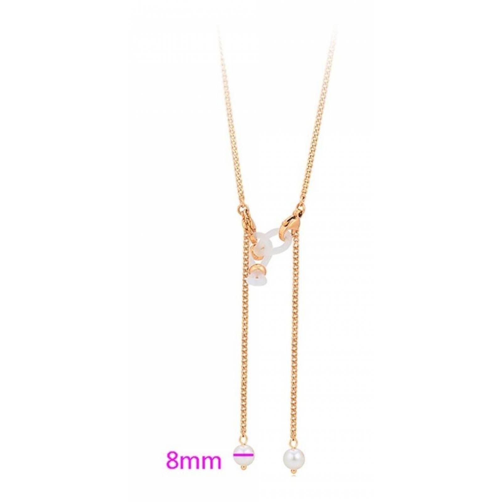 CRISTAL AMOR - Cadena Perla Lentes Cubrebocas Gafas Oro Laminado 14k 