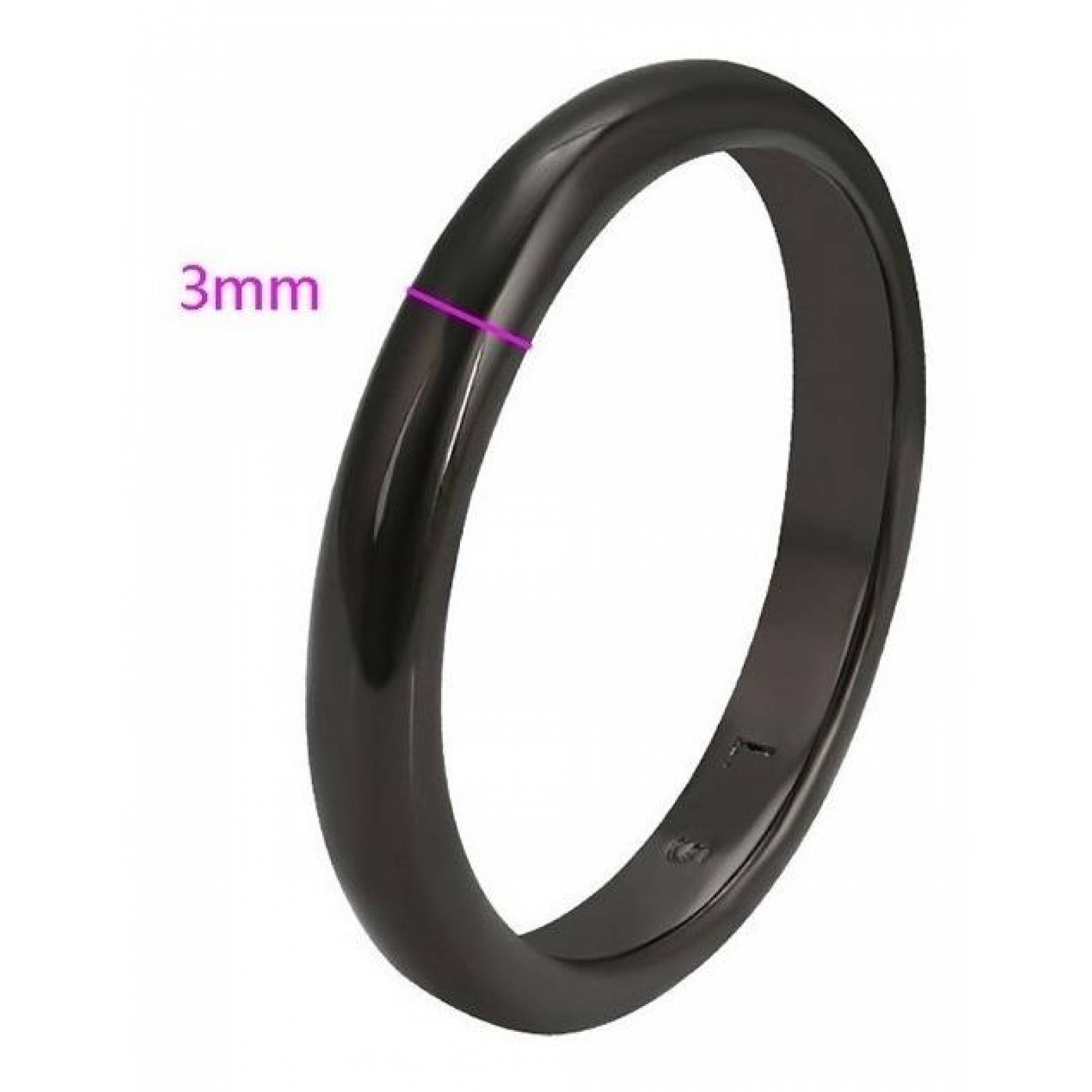 CRISTAL AMOR - Anillo Argolla Lisa Para Hombre Oro Negro 14k Laminado 10