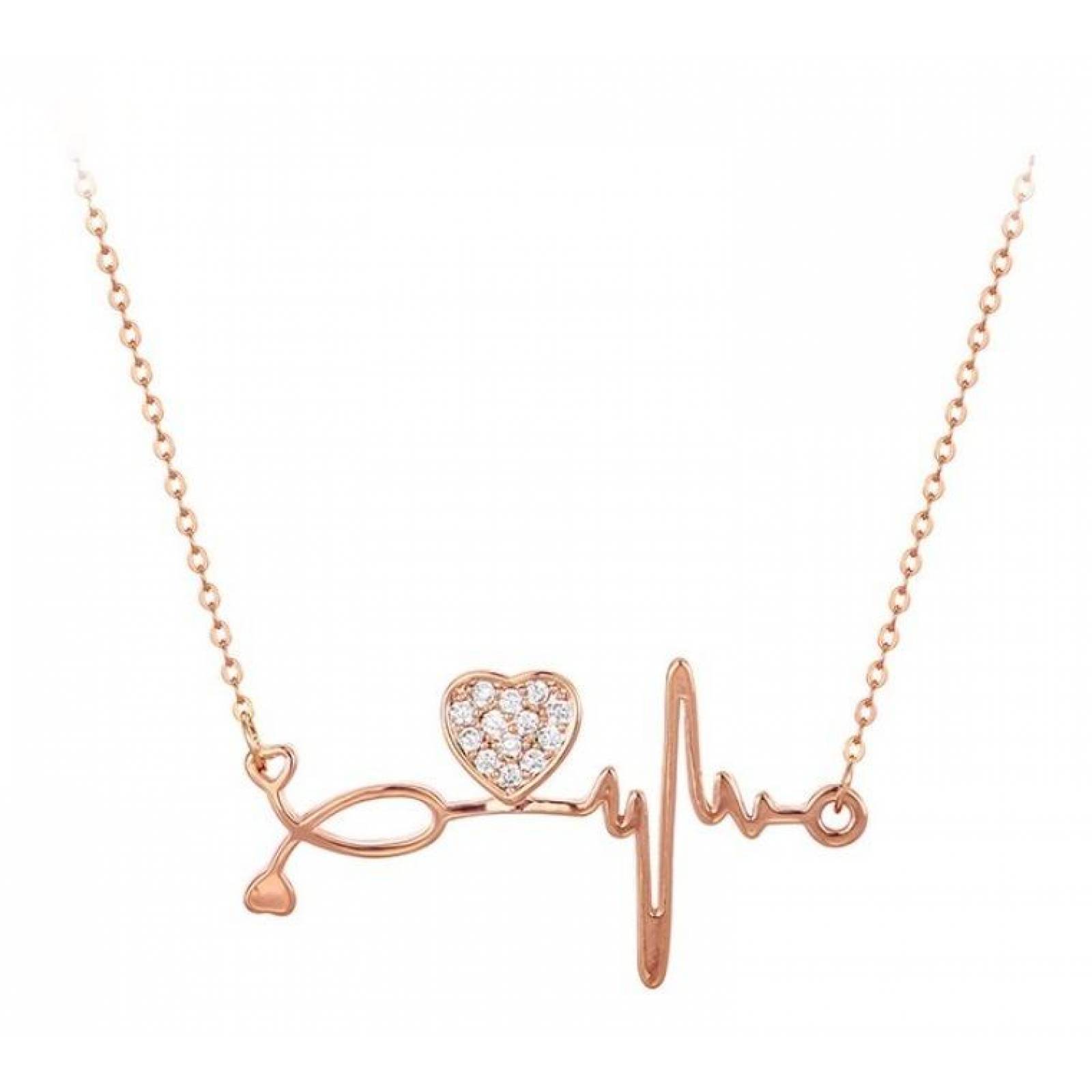 CRISTAL AMOR - Collar Electro Doctor Cristal Oro 14k Laminado Rosa