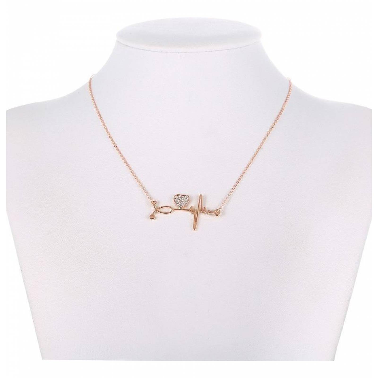 CRISTAL AMOR - Collar Electro Doctor Cristal Oro 14k Laminado Rosa