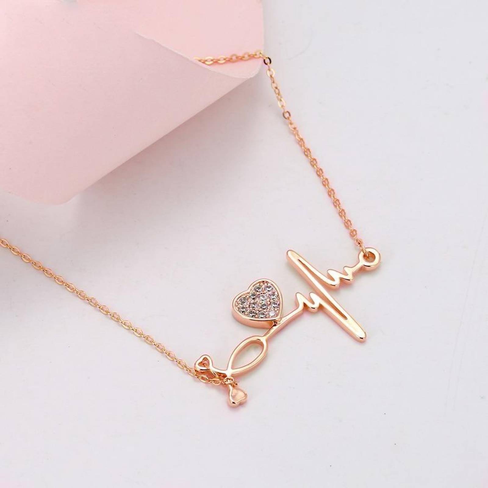 CRISTAL AMOR - Collar Electro Doctor Cristal Oro 14k Laminado Rosa
