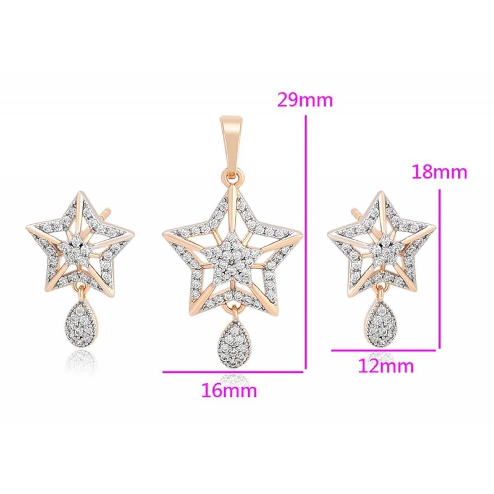 CRISTAL AMOR - Collar Y Aretes Estrella Cristales Oro 18k Laminado 