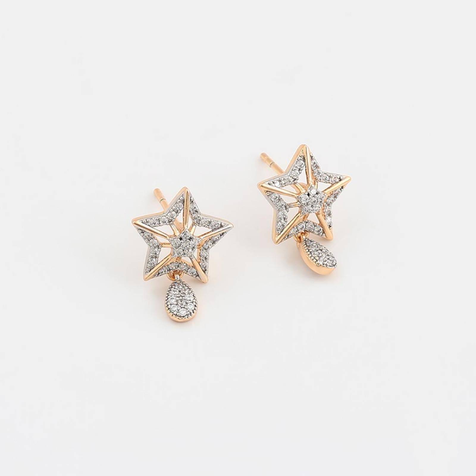 CRISTAL AMOR - Collar Y Aretes Estrella Cristales Oro 18k Laminado 