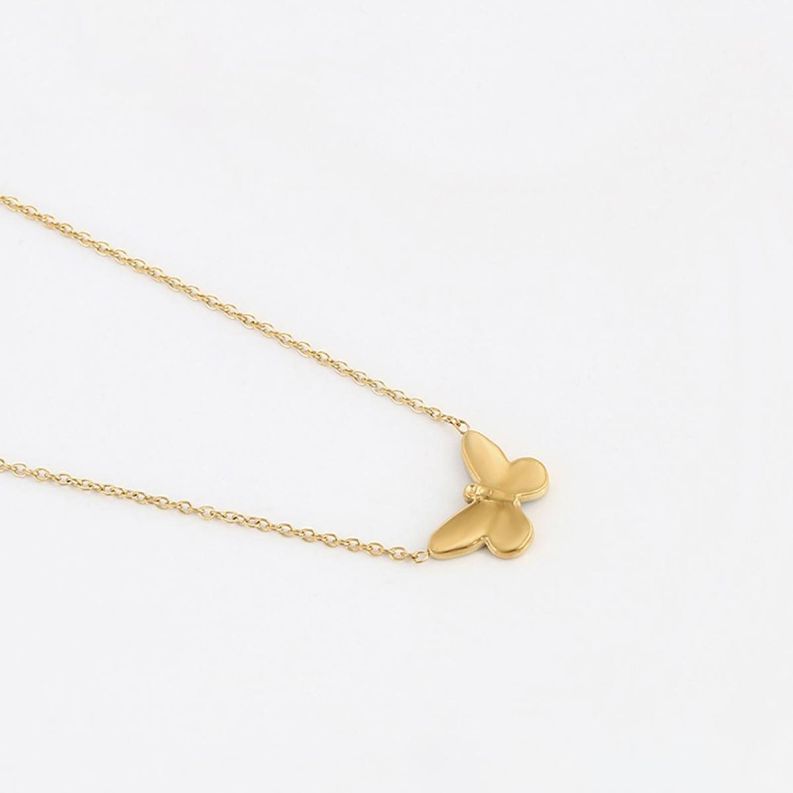 CRISTAL AMOR - Collar Dije Mariposa Azul Para Dama Oro 14k Laminado 