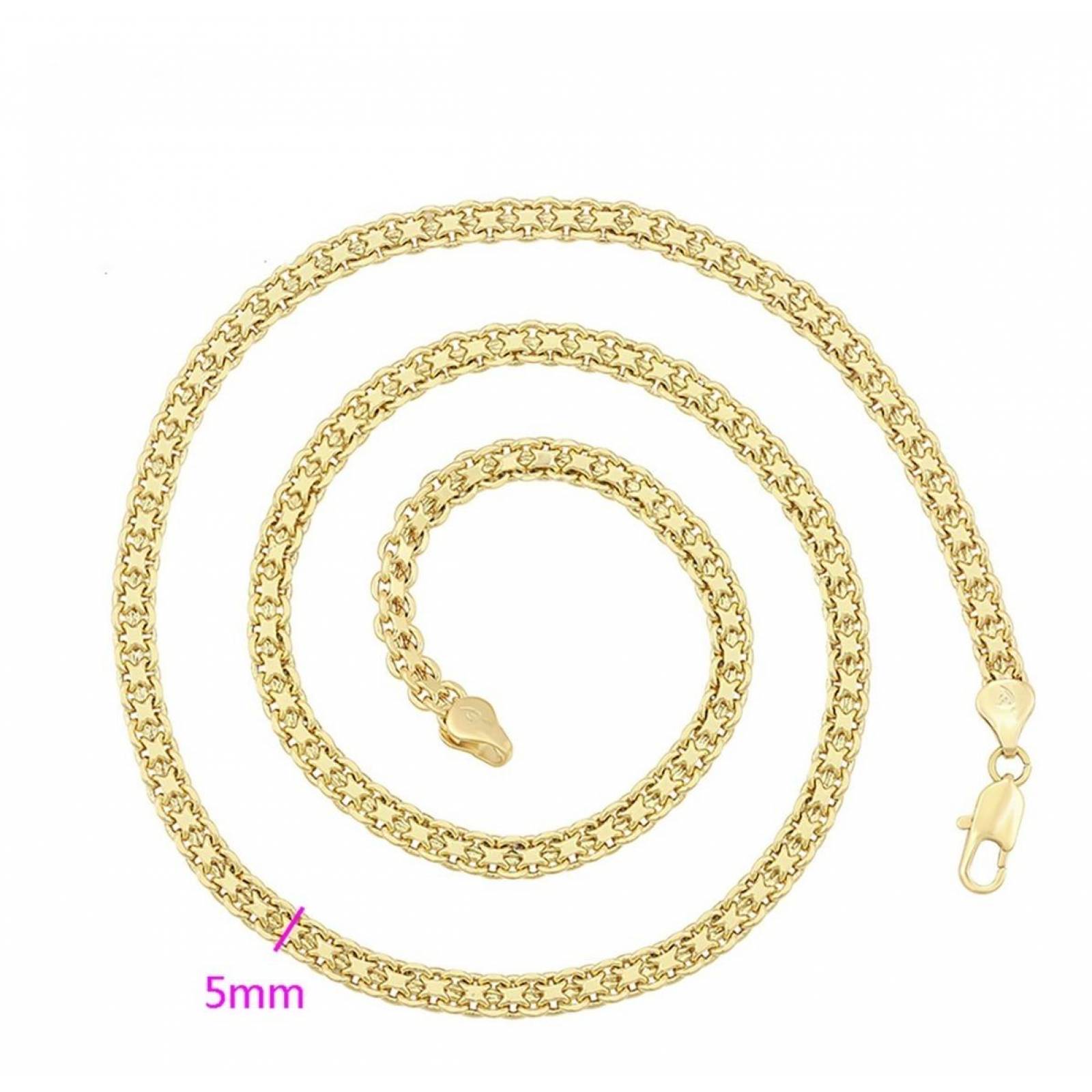 CRISTAL AMOR - Cadena Tejido Chino Unisex 60 Cm Oro 14k Laminado