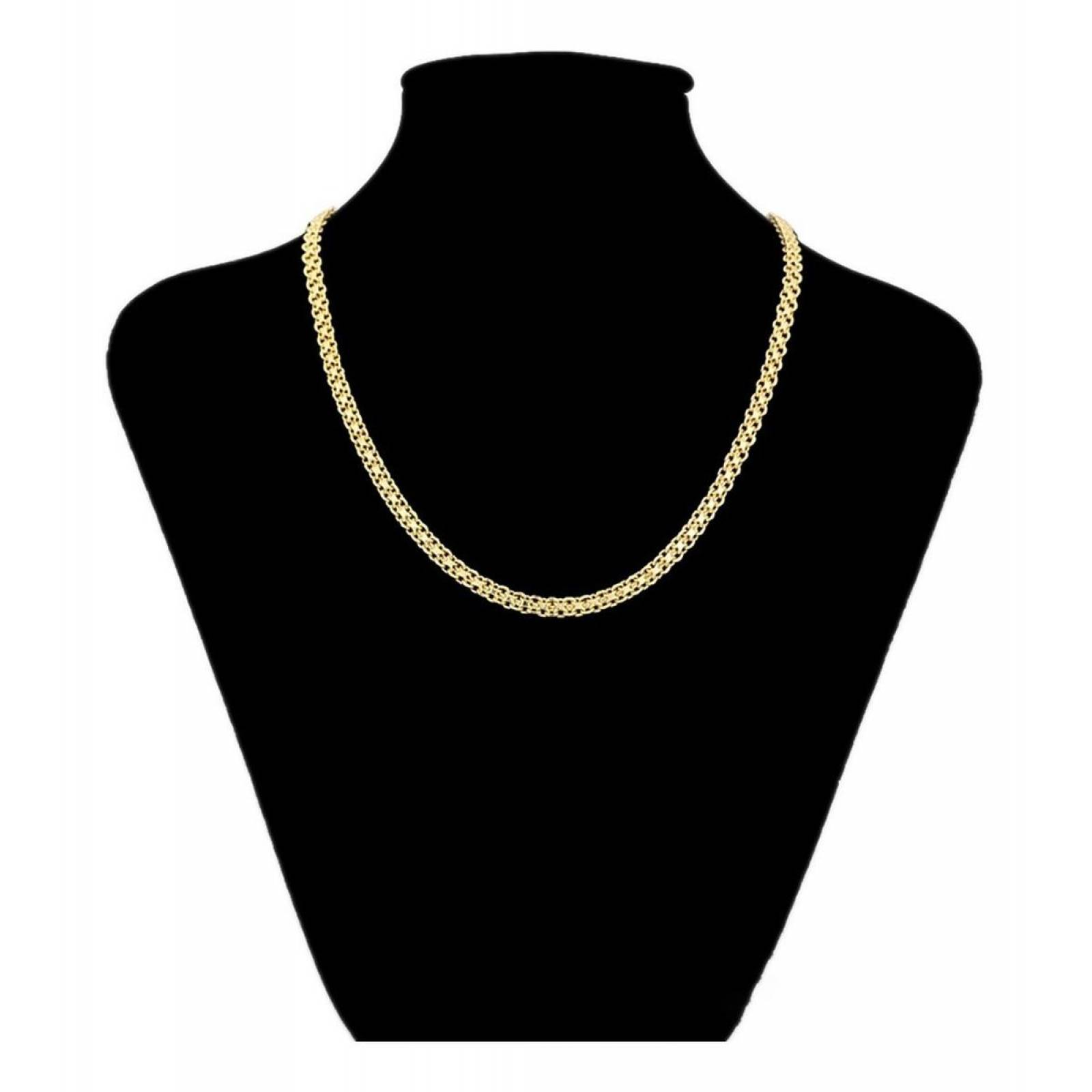 CRISTAL AMOR - Cadena Tejido Chino Unisex 60 Cm Oro 14k Laminado