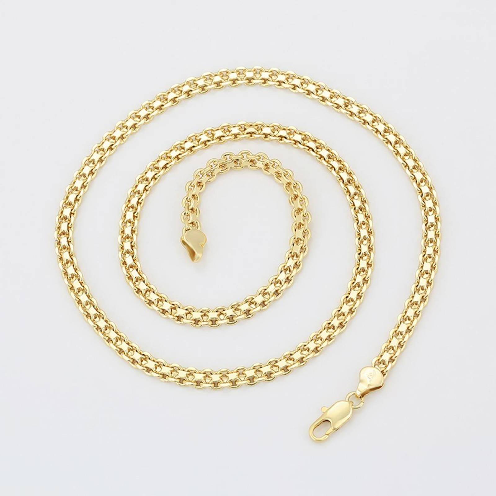 CRISTAL AMOR - Cadena Tejido Chino Unisex 60 Cm Oro 14k Laminado